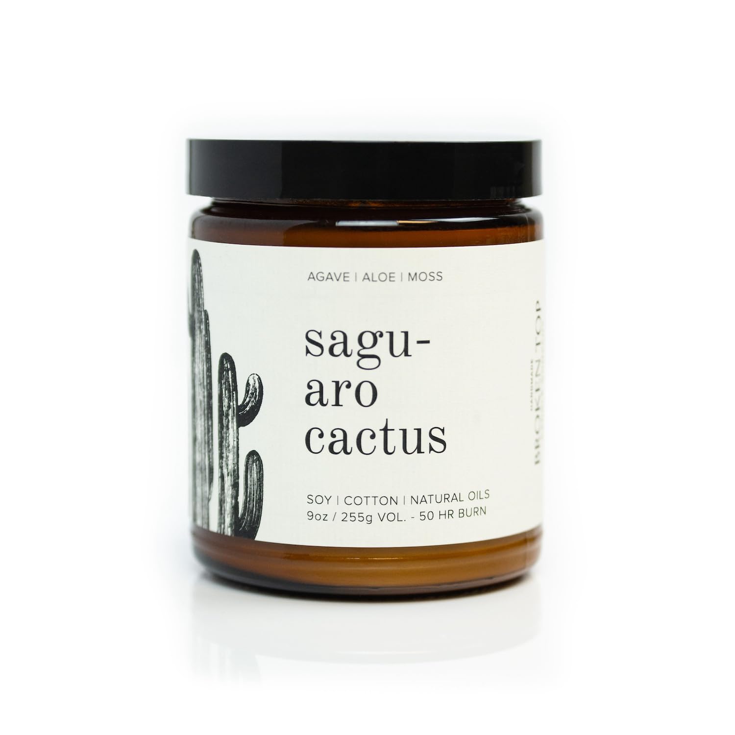 Broken Top Saguaro Cactus Pure Soy Candle | 9 oz. | Agave, Aloe & Moss. 50-Hour Burn Time. Natural Cotton Wick, Vegan, No Parabens, No Phthalates