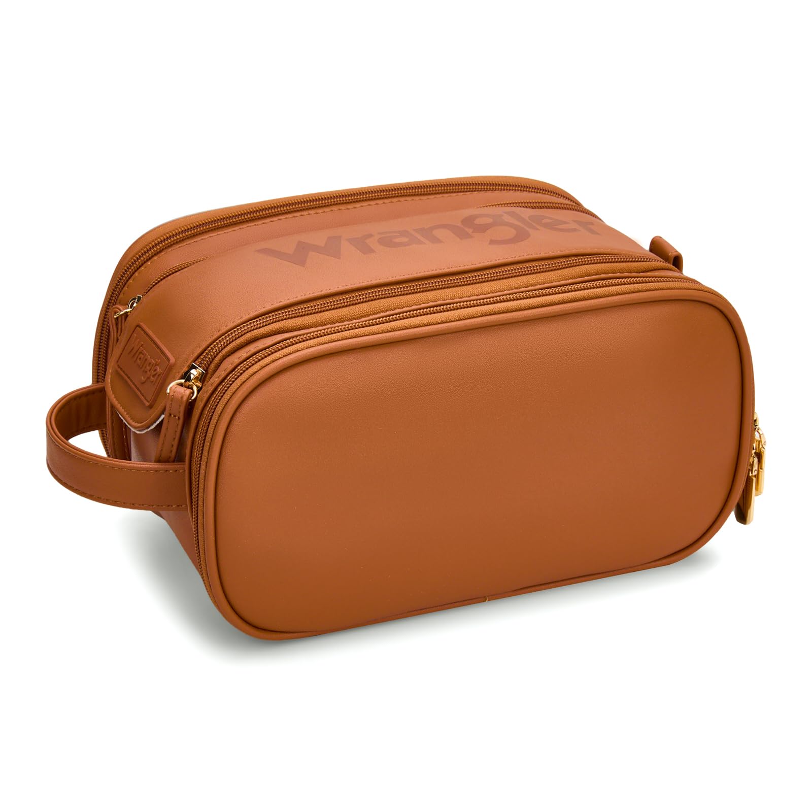 Montana West X Wrangler Large Makeup Bag Travel Toiletry Bag Portable Cosmetic Bag Make Up Organizer with Divider and Handle for Women