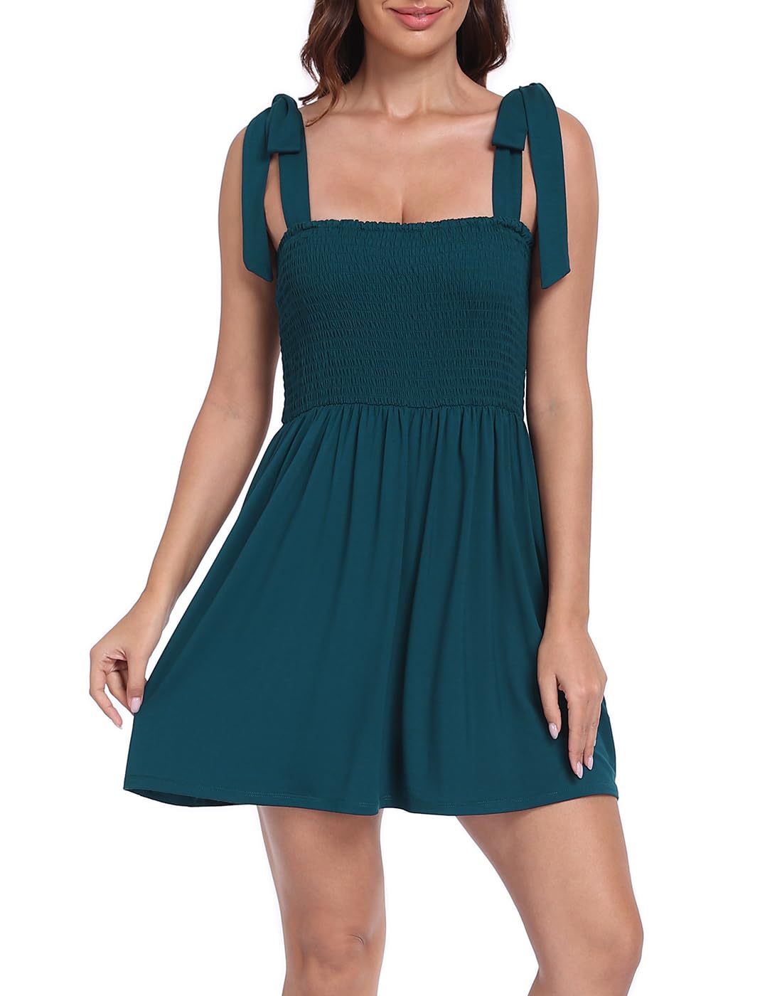 HDE Women's Romper Dress with Built in Shorts Summer Smocked Mini Sundress