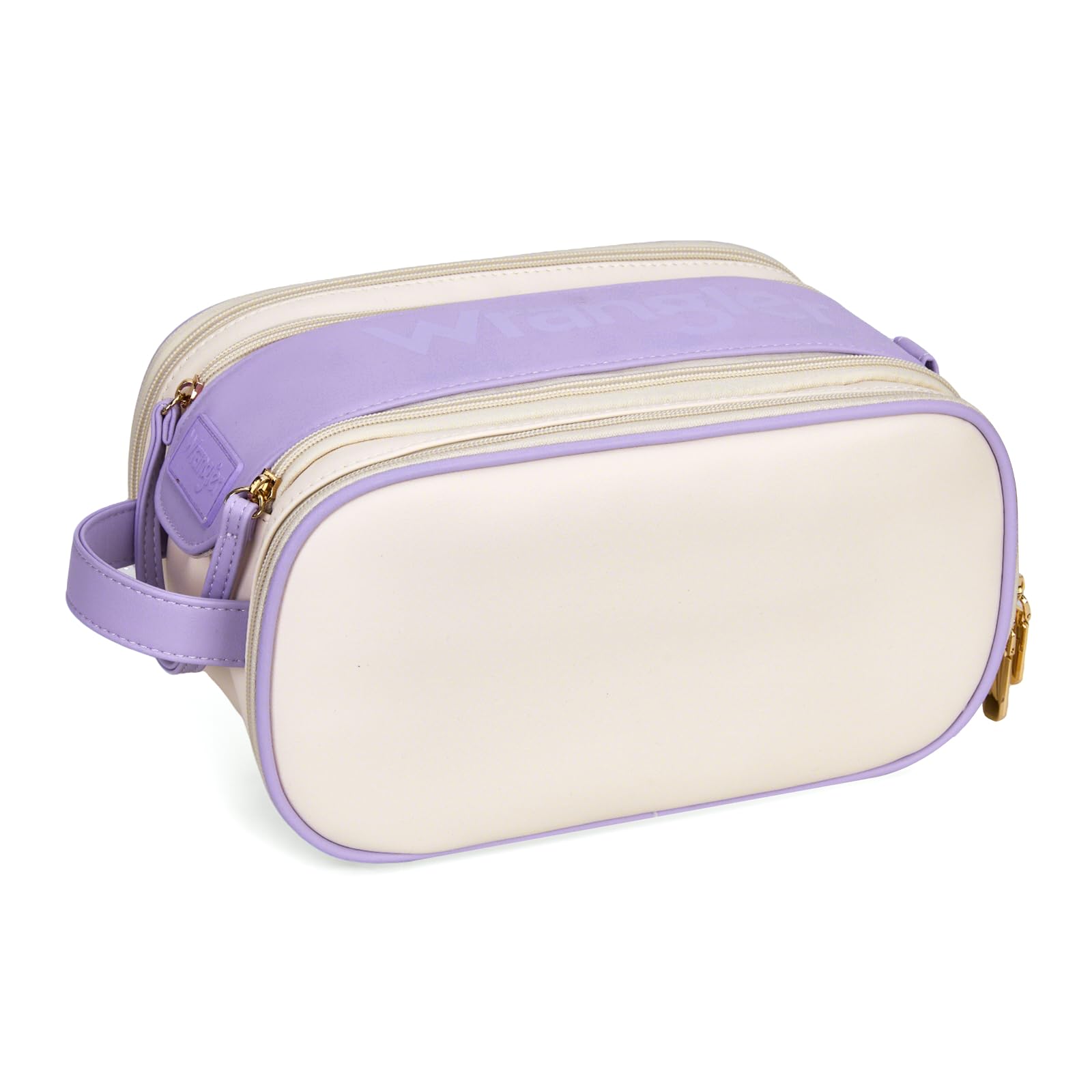Montana West X Wrangler Large Makeup Bag Travel Toiletry Bag Portable Cosmetic Bag Make Up Organizer with Divider and Handle for Women