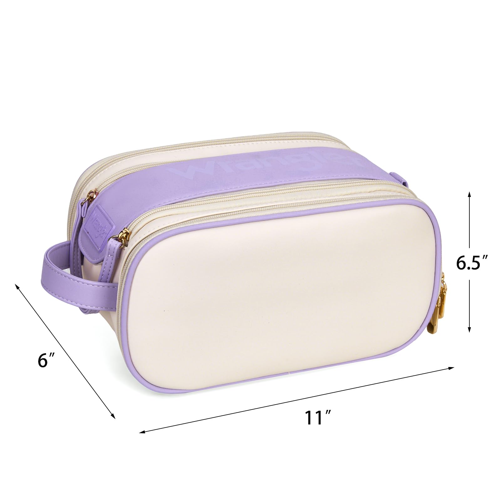 Montana West X Wrangler Large Makeup Bag Travel Toiletry Bag Portable Cosmetic Bag Make Up Organizer with Divider and Handle for Women