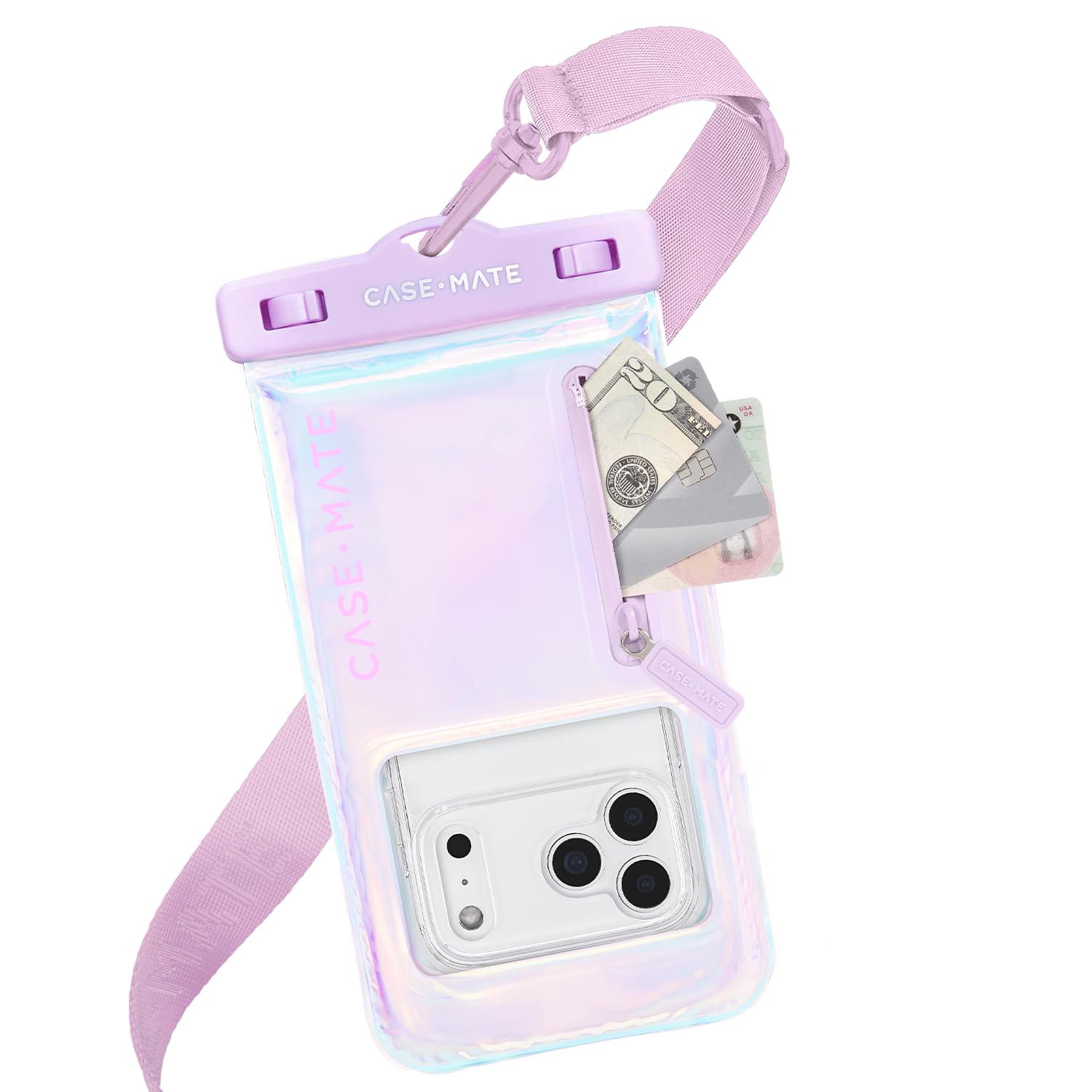 Case-Mate IP68 Waterproof Phone Pouch - Floating Waterproof Phone Case w/Crossbody Lanyard - Beach Cruise Ship Travel Essentials - Compatible with All Devices - Touchscreen Friendly - Purple Paradise