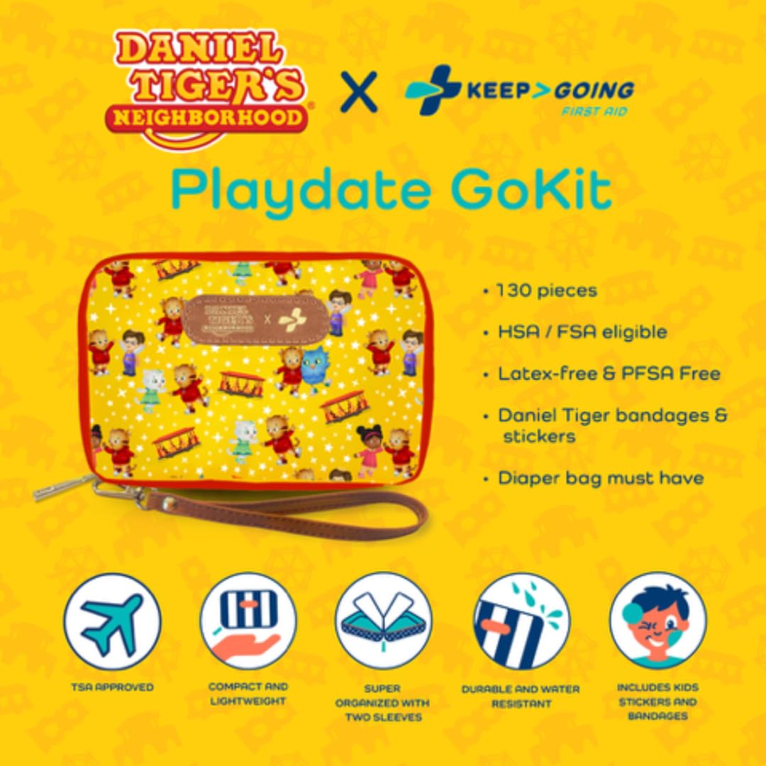 Keep Going Travel First Aid Kit for Kids – 130 Pc.for Purse, Diaper Bag, Backpack, & Suitcase, with Latex-Free Bandages – 7 x 5 x 2 in. Travel First Aid Kit TSA-Approved