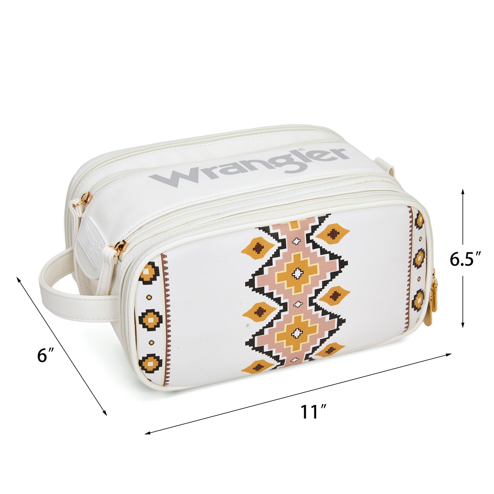 Montana West X Wrangler Large Makeup Bag Travel Toiletry Bag Portable Cosmetic Bag Make Up Organizer with Divider and Handle for Women