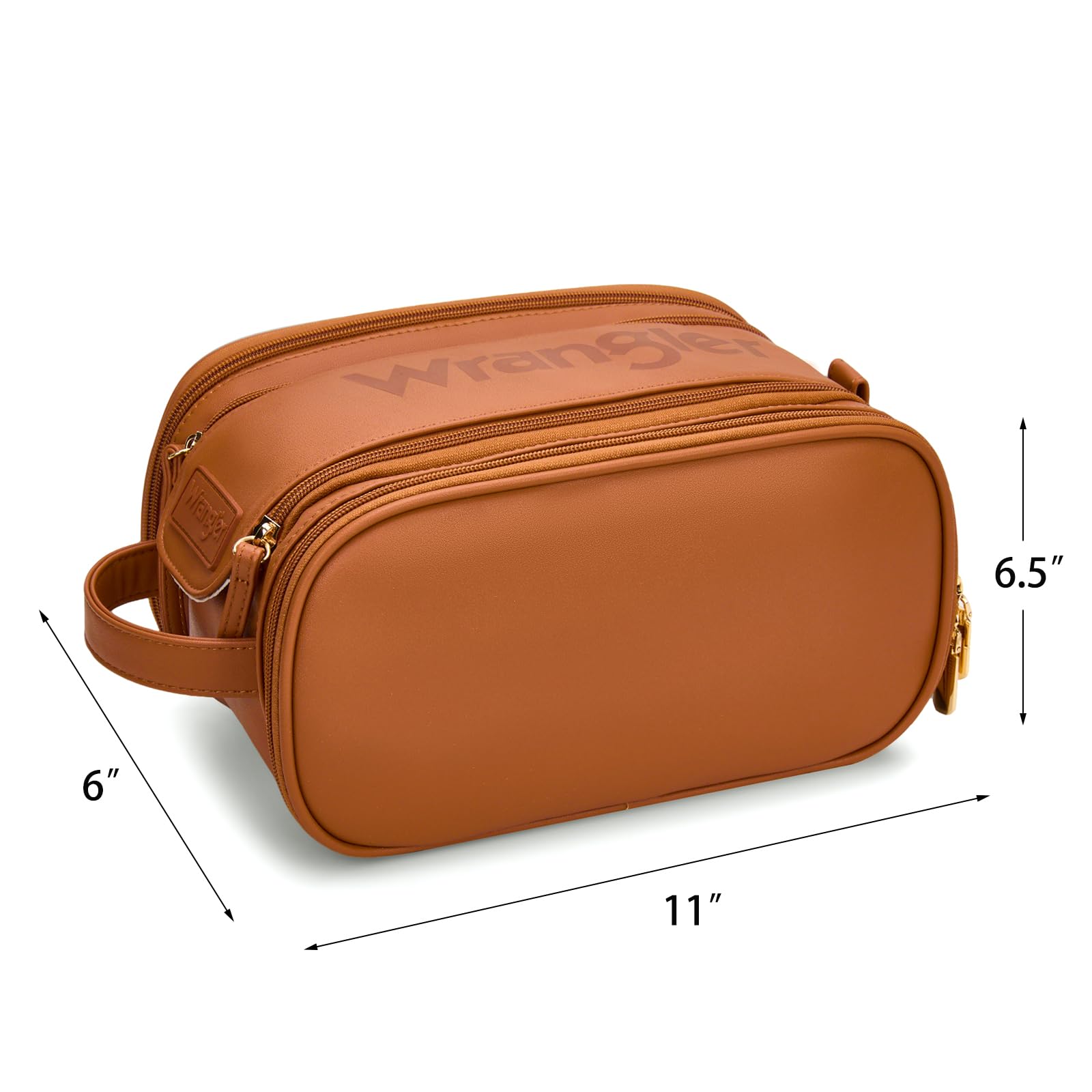 Montana West X Wrangler Large Makeup Bag Travel Toiletry Bag Portable Cosmetic Bag Make Up Organizer with Divider and Handle for Women