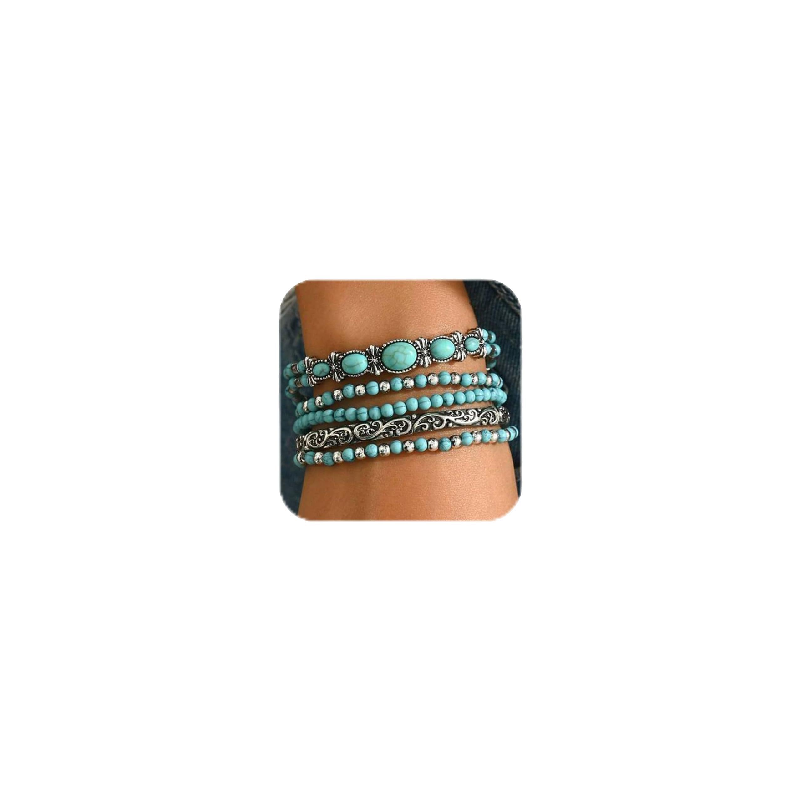 Navajo Pearls Jewelry Turquoise Western Bracelets Boho Native Jewelry Beaded Bracelet Stack for Summer Clothes Country Concert Outfits