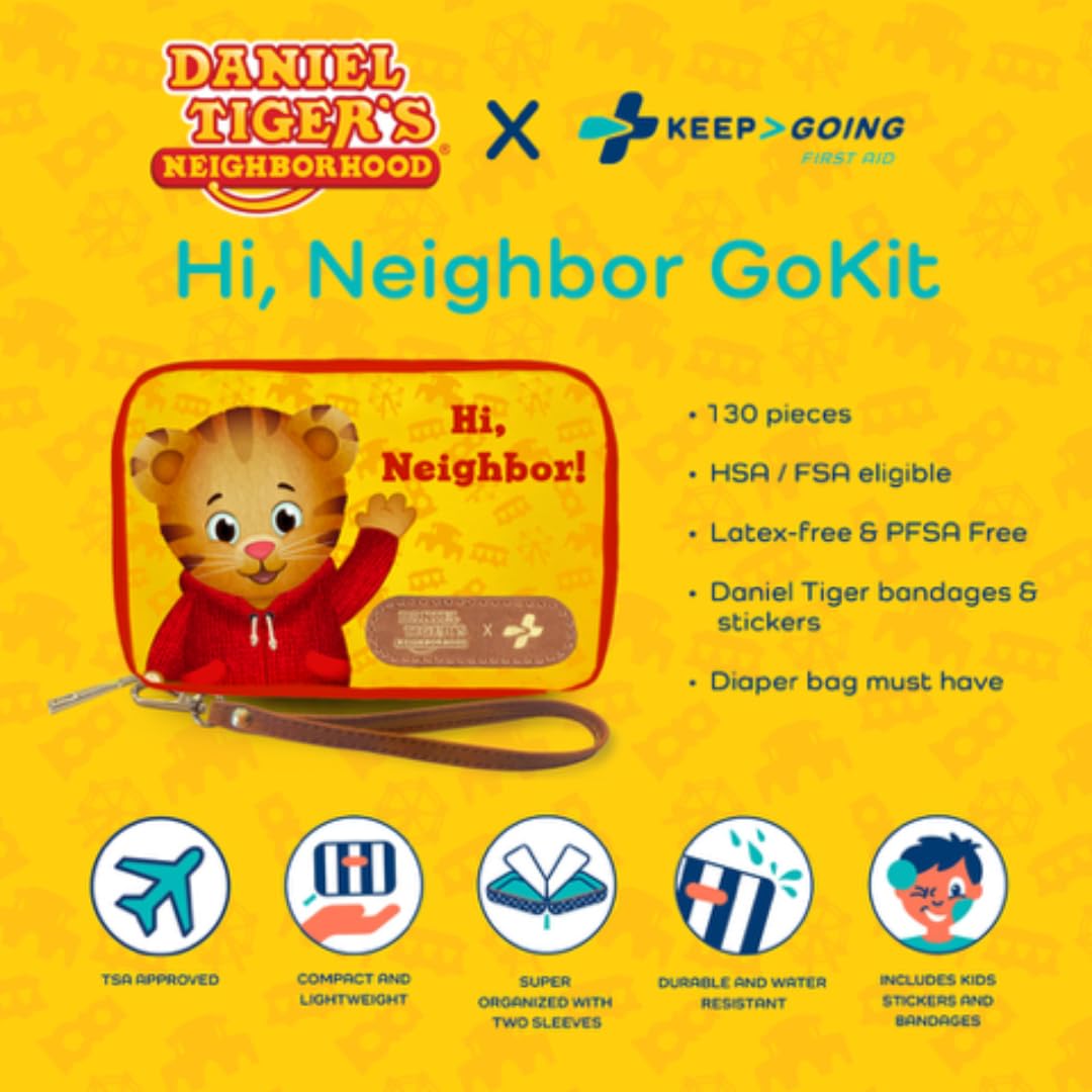 Keep Going Travel First Aid Kit for Kids – 130 Pc.for Purse, Diaper Bag, Backpack, & Suitcase, with Latex-Free Bandages – 7 x 5 x 2 in. Travel First Aid Kit TSA-Approved