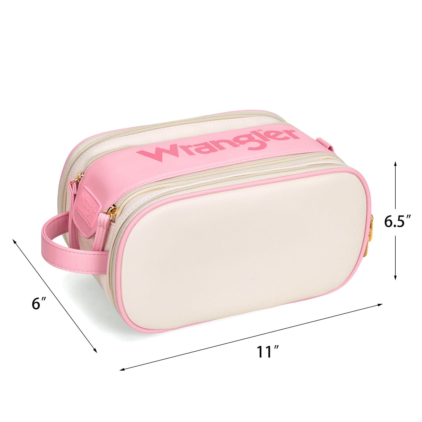 Montana West X Wrangler Large Makeup Bag Travel Toiletry Bag Portable Cosmetic Bag Make Up Organizer with Divider and Handle for Women