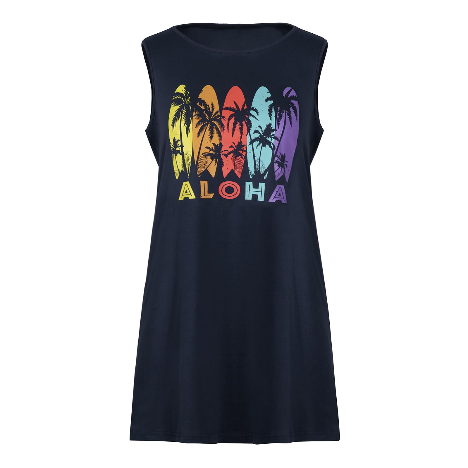 Summer Sundress for Women Beach Tank Dress Sleeveless Graphic T Dress Short Casual Sun Dresses Beach Cover Up