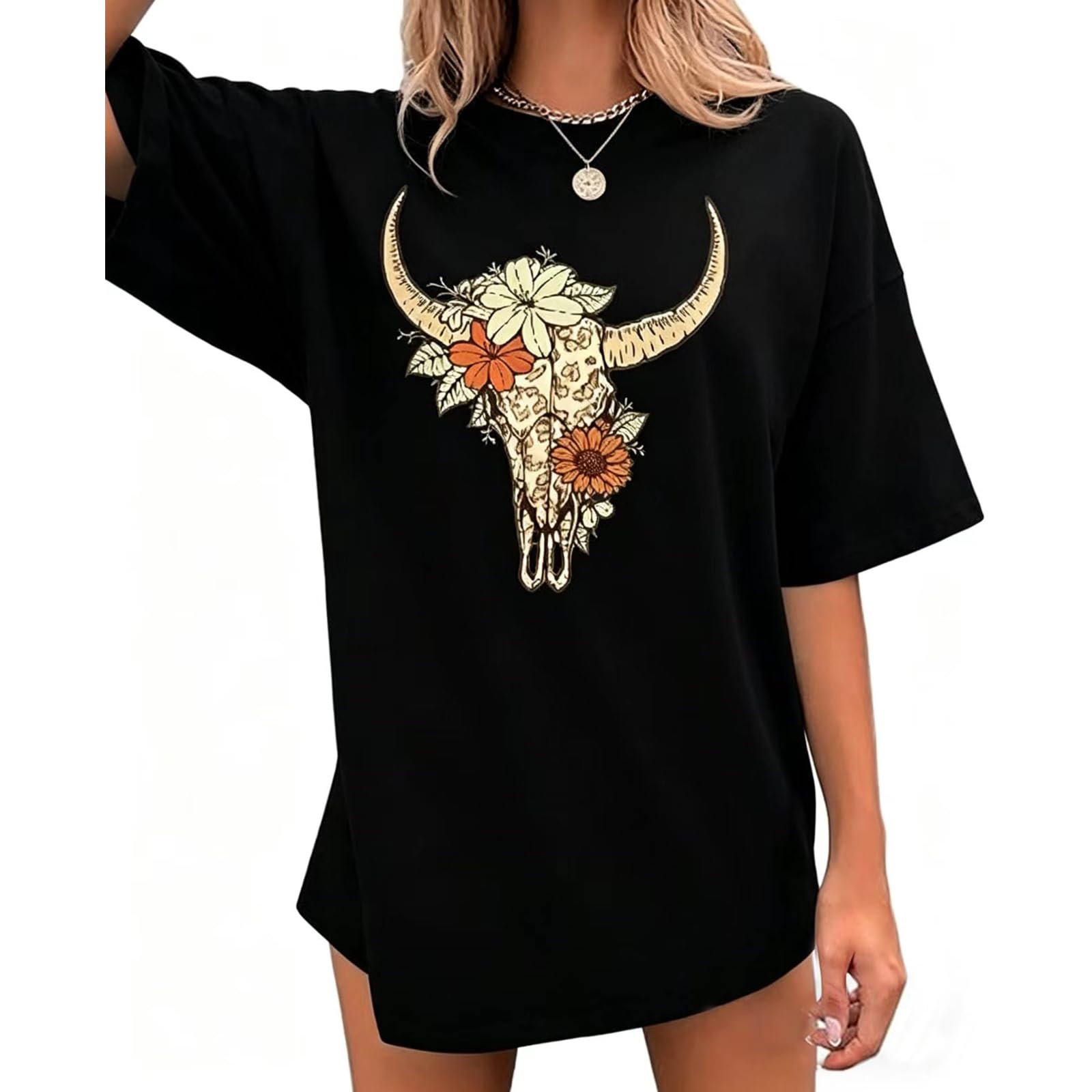 Women's Western Cowboy Shirts Vintage Rodeo Graphic Oversized Tops Cowgirl T-Shirt Rodeo Shirts for Women