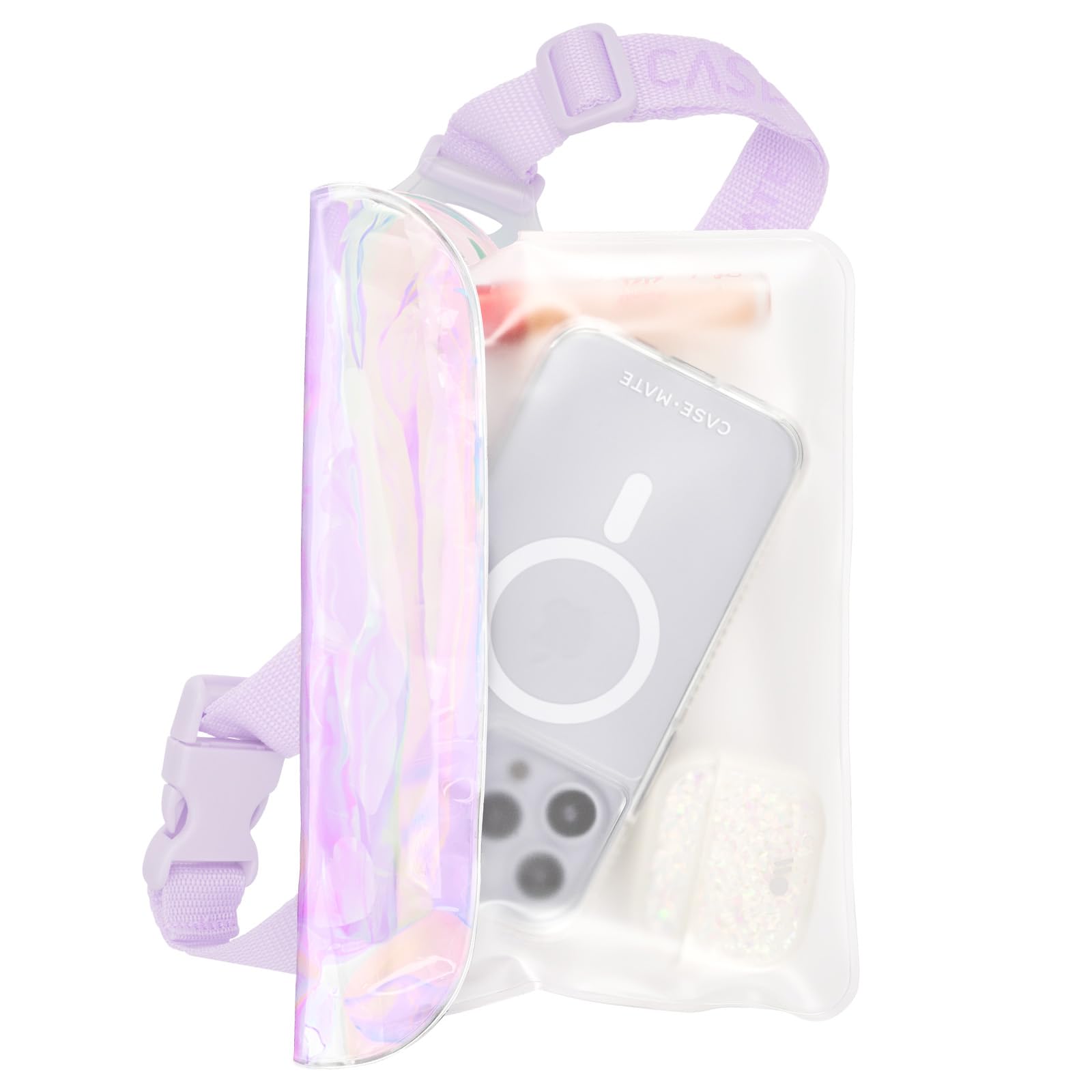Case-Mate IP68 Waterproof Phone Pouch - Floating Waterproof Phone Case w/Crossbody Lanyard - Beach Cruise Ship Travel Essentials - Compatible with All Devices - Touchscreen Friendly - Purple Paradise