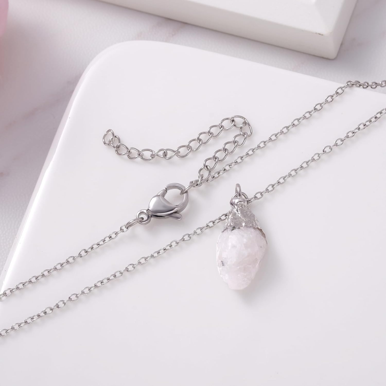 Ukodnus Moonstone Necklace for Women, New Beginnings Gifts for Women, Fresh Start Jewelry, Encouragement Gift, Starting Over New Chapter Graduation Divorce Recovery Gifts