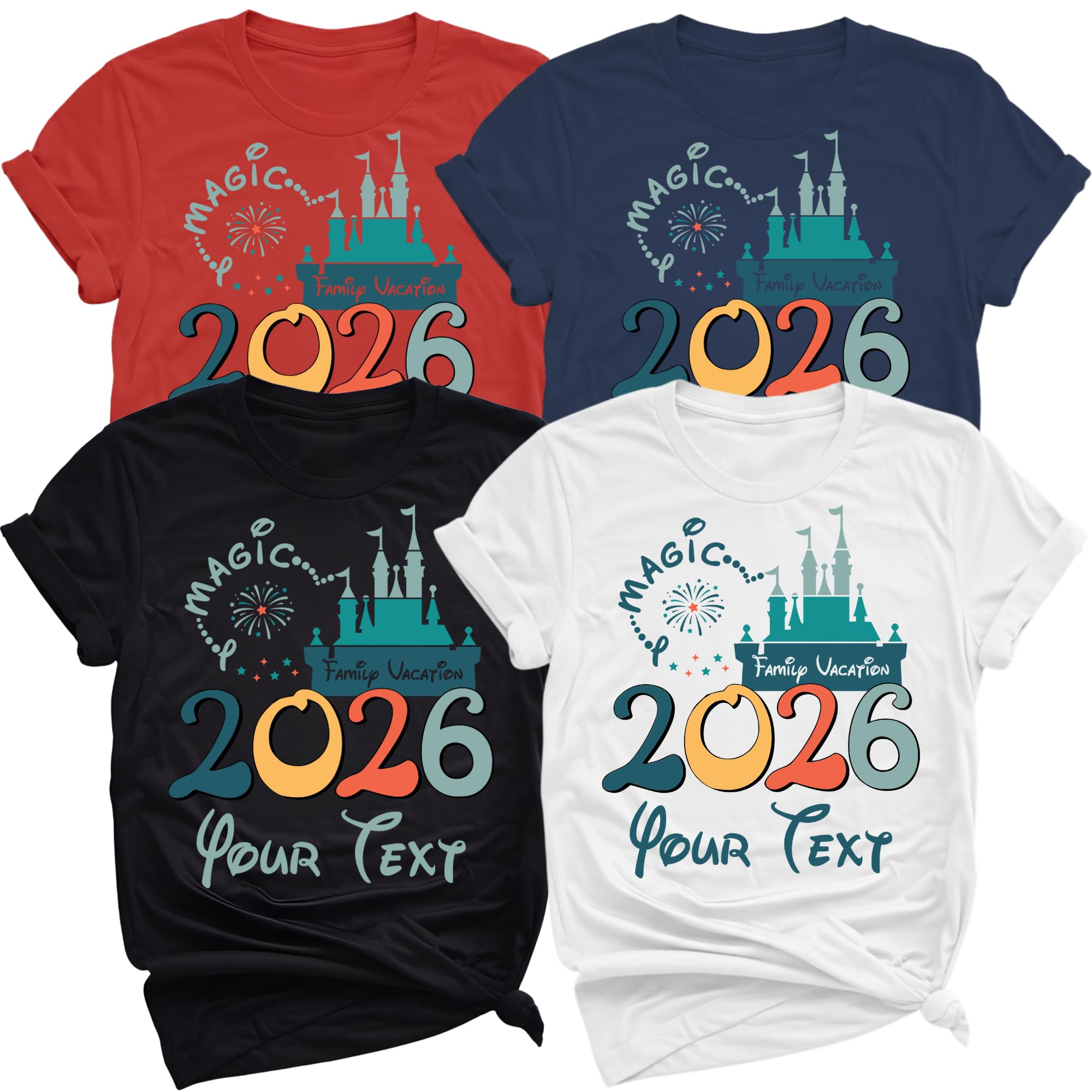 Custom 2026 Magic Family Vacation Matching T-Shirt, Personalized Magical Trip Shirts for Parents & Kids
