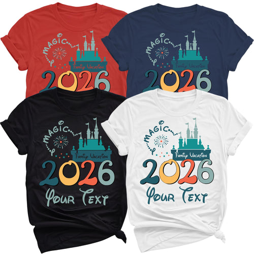 Custom 2026 Magic Family Vacation Matching T-Shirt, Personalized Magical Trip Shirts for Parents & Kids
