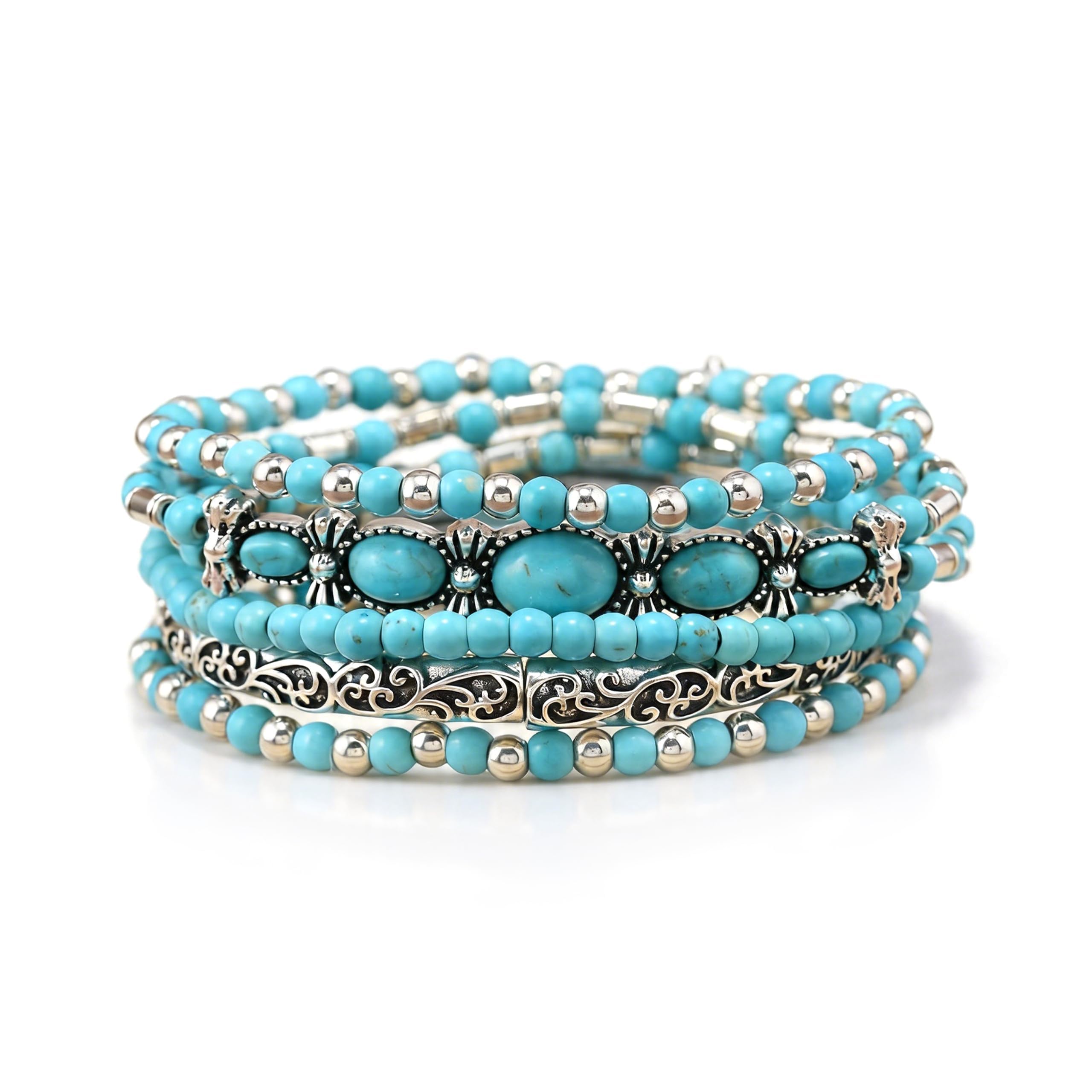 Navajo Pearls Jewelry Turquoise Western Bracelets Boho Native Jewelry Beaded Bracelet Stack for Summer Clothes Country Concert Outfits