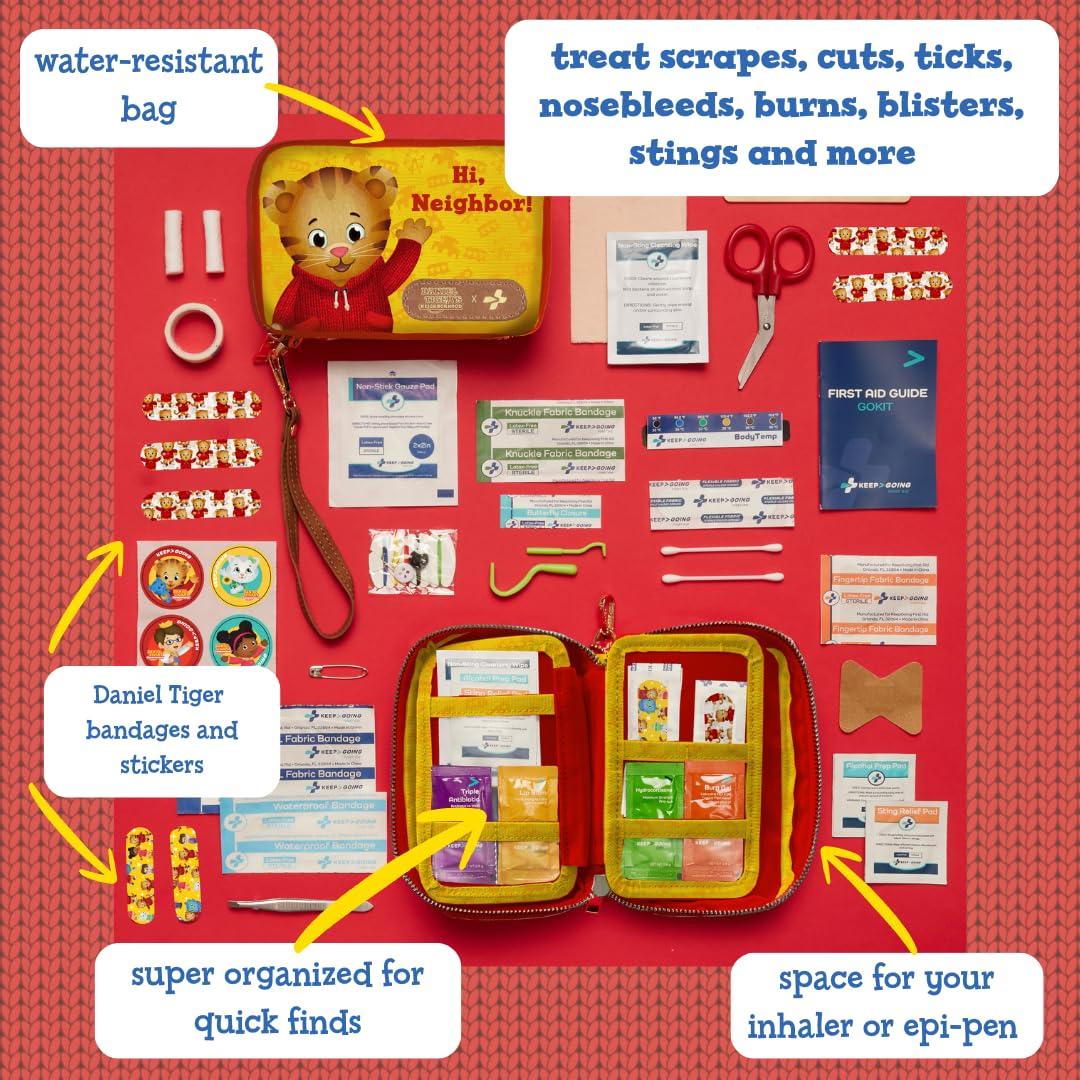 Keep Going Travel First Aid Kit for Kids – 130 Pc.for Purse, Diaper Bag, Backpack, & Suitcase, with Latex-Free Bandages – 7 x 5 x 2 in. Travel First Aid Kit TSA-Approved