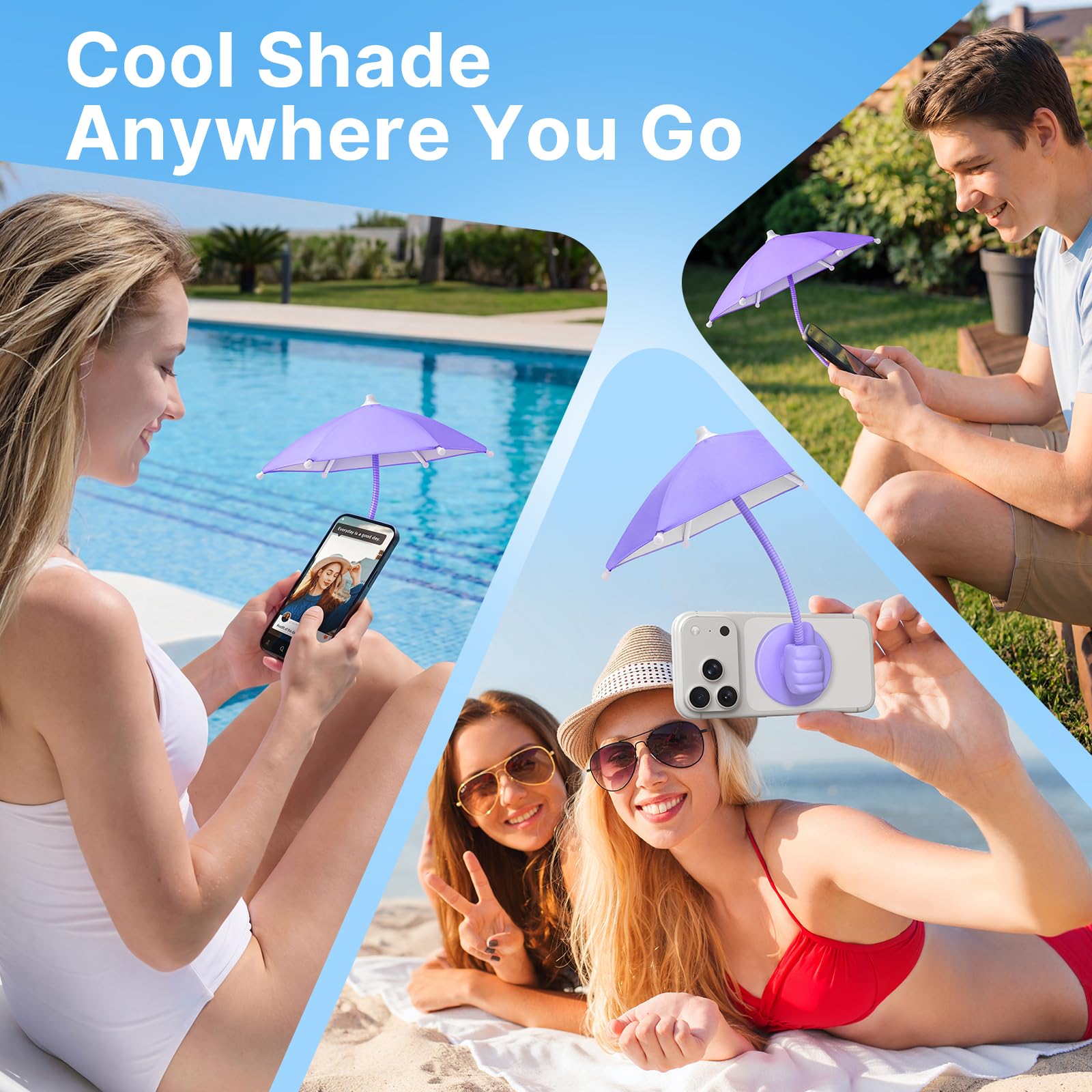 Phone Umbrella for Sun Shade Magnetic: Universal Anti-Glare Umbrella for iPhone UPF45+ Heat UV Protection Thumbs Up Women Teen Girl Gifts Trendy Stuff Pool Travel Beach Accessories Vacation Essentials