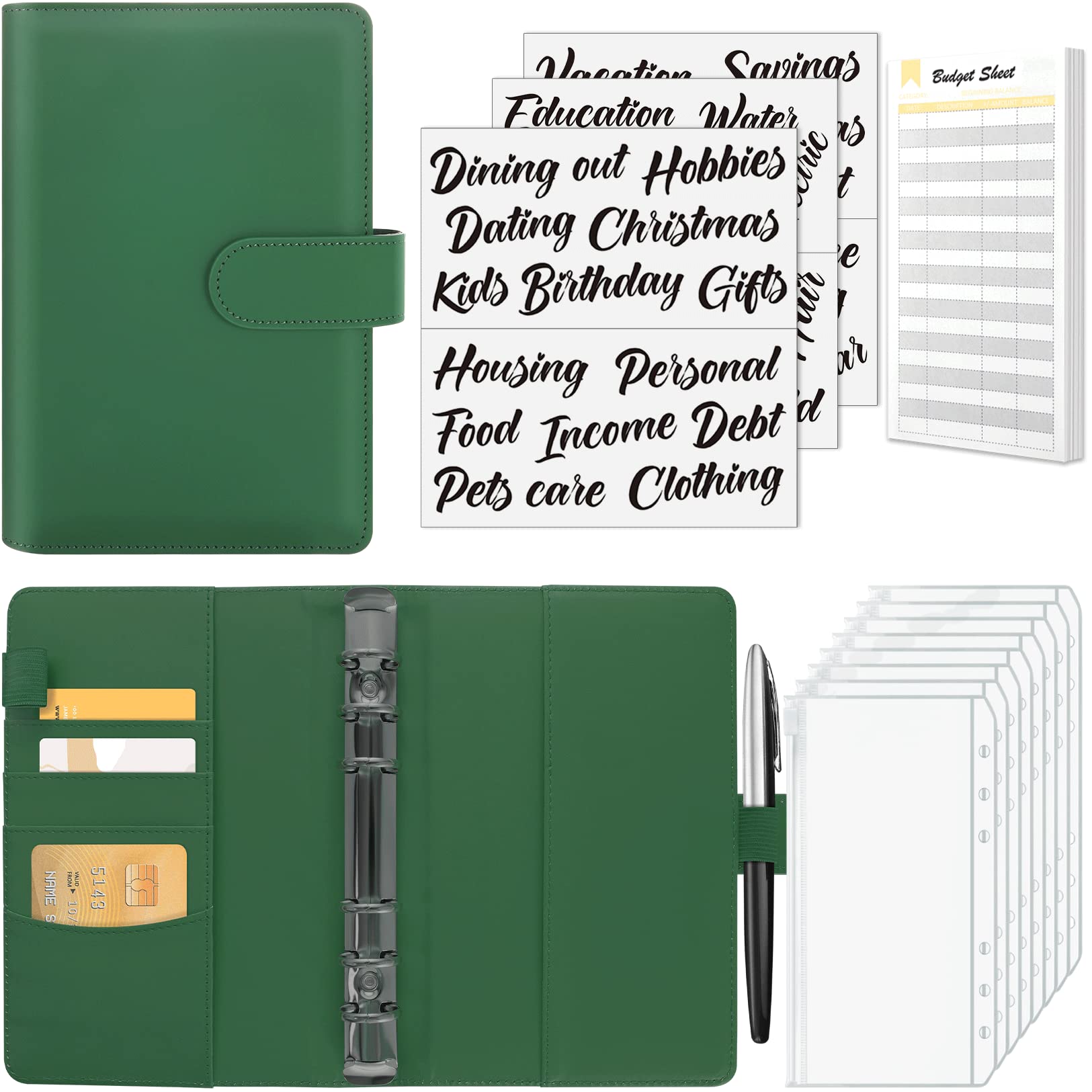 Sooez Budget Binder with Money Saving Challenge, Money Saving Binder with Cash Envelopes, Expense Sheets, Challenge Tracker & Category Labels, Envelope Savings Challenges Book for Home Office School
