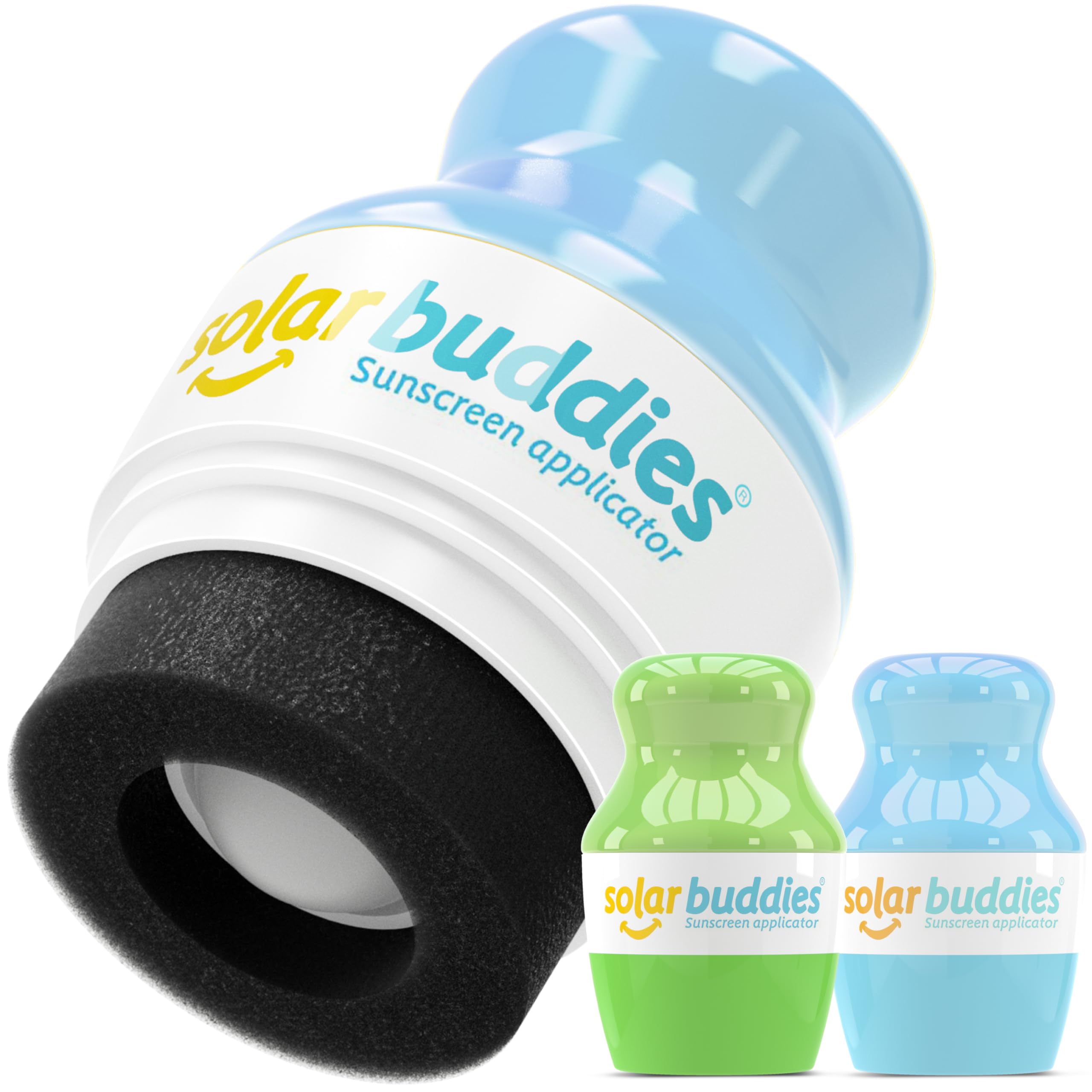 Solar Buddies Sunscreen Applicator – Full Blue & Pink Duo – BPA-Free Refillable Roll-on Sponge for Sunscreens & Lotions – For Kids, Adults & Families – 3.4Fl Oz – Perfect for Travel