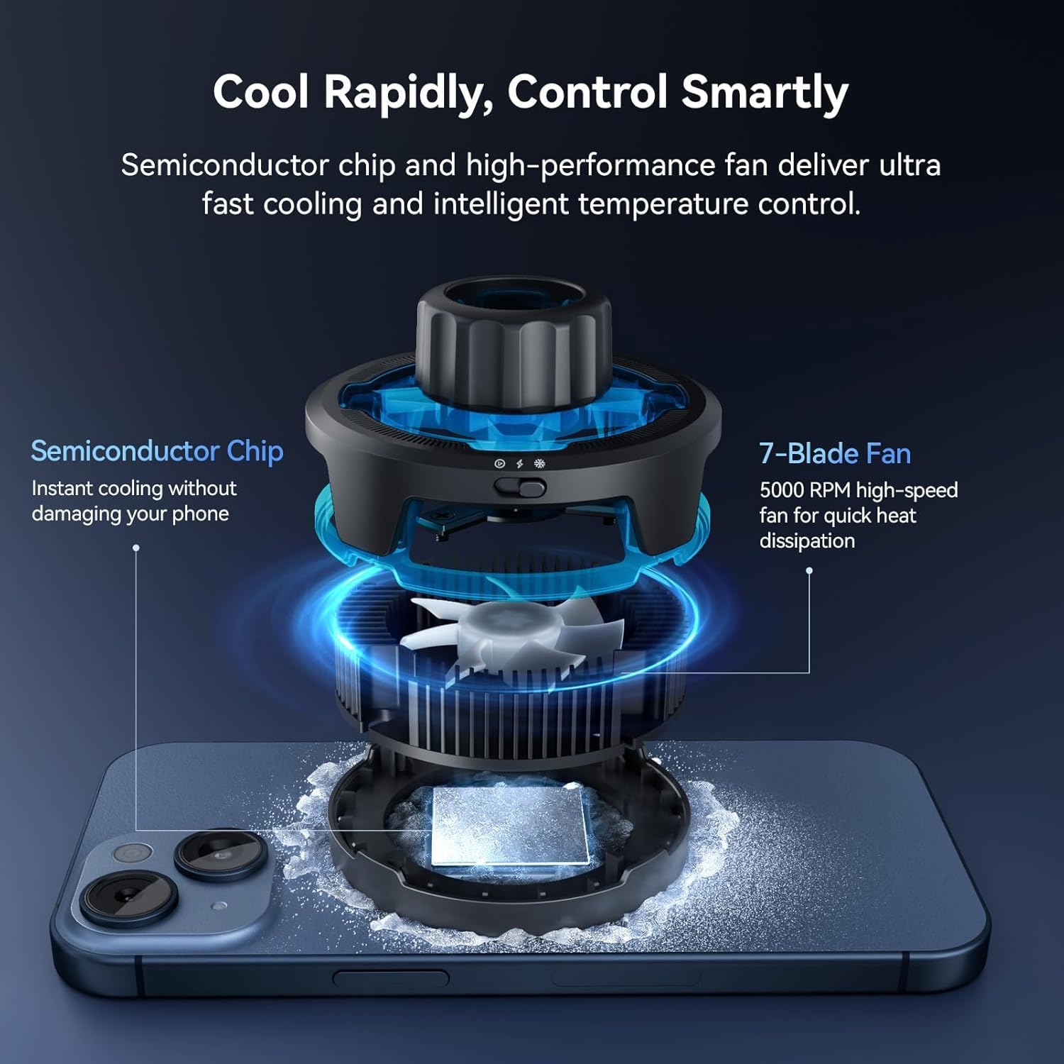 ULANZI SK-10 3-in-1 Phone Cooling Fan, Magnetic Wireless Charger Stand Compatible with iPhone 17 Pro Max, Semiconductor Cooler with Adjustable Desk Holder for Live Streaming, Gaming, Office Video Call
