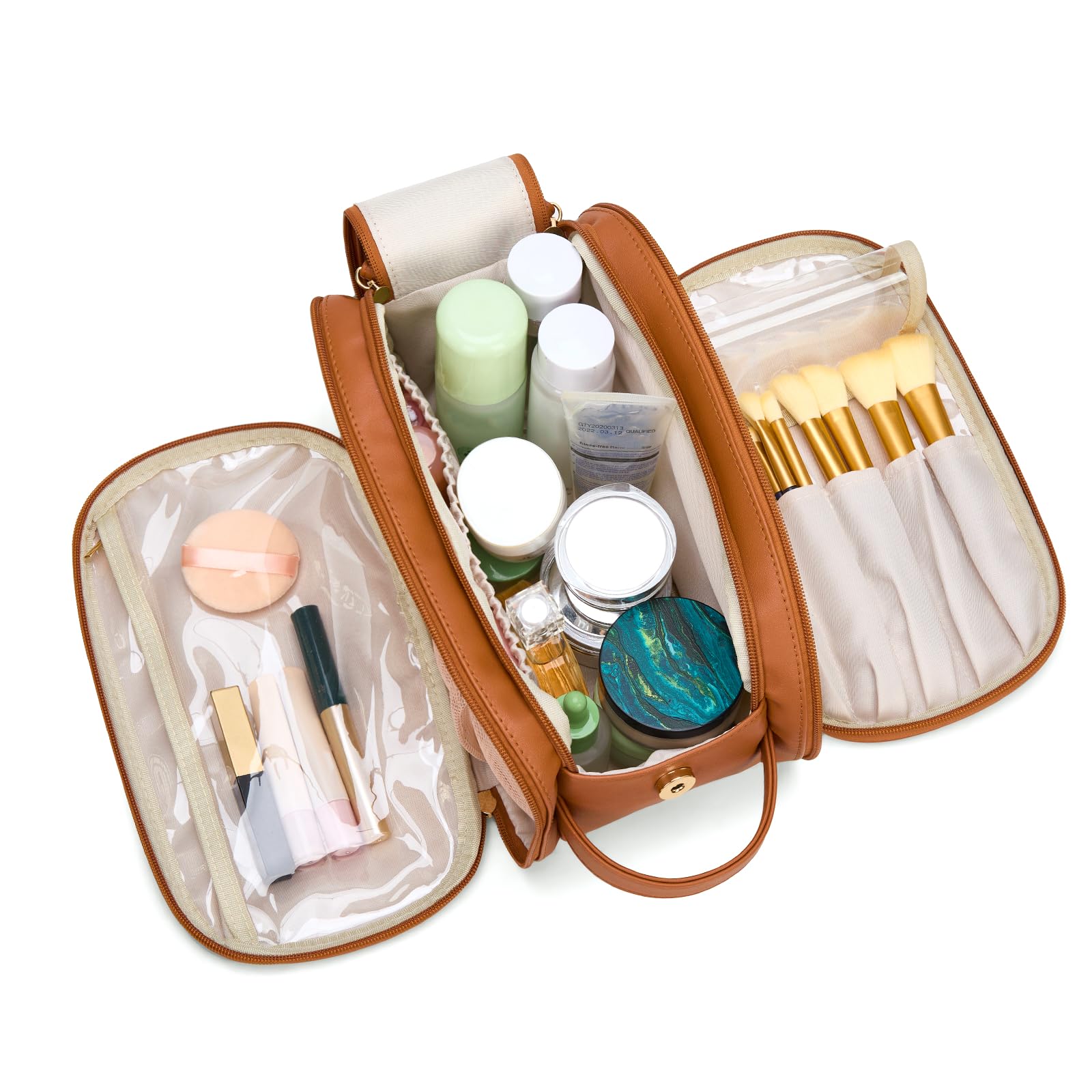 Montana West X Wrangler Large Makeup Bag Travel Toiletry Bag Portable Cosmetic Bag Make Up Organizer with Divider and Handle for Women