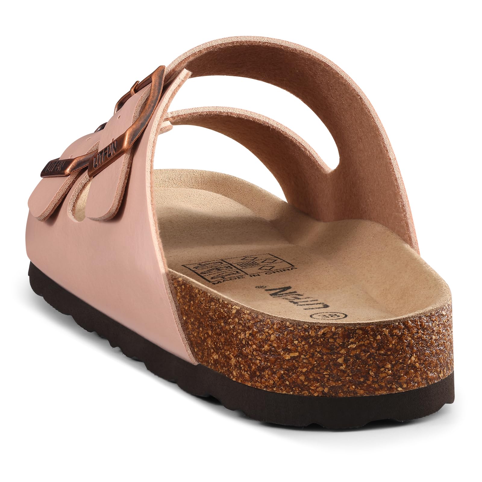Litfun Unisex Cork Footbed Sandal Summer Slip On Slide Sandals with Adjustable Buckle for Women Men