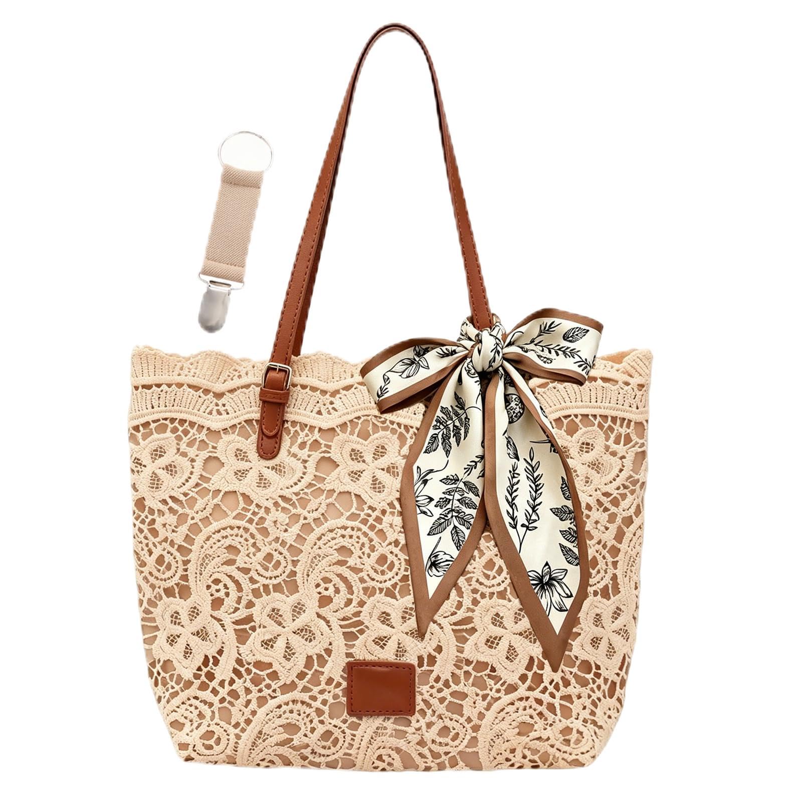 Woven Tote Hobo Bags for Women,Crochet Beach Bag Purse Knitted Shoulder Bag Handbag with Removable Strap for Vacation Travel