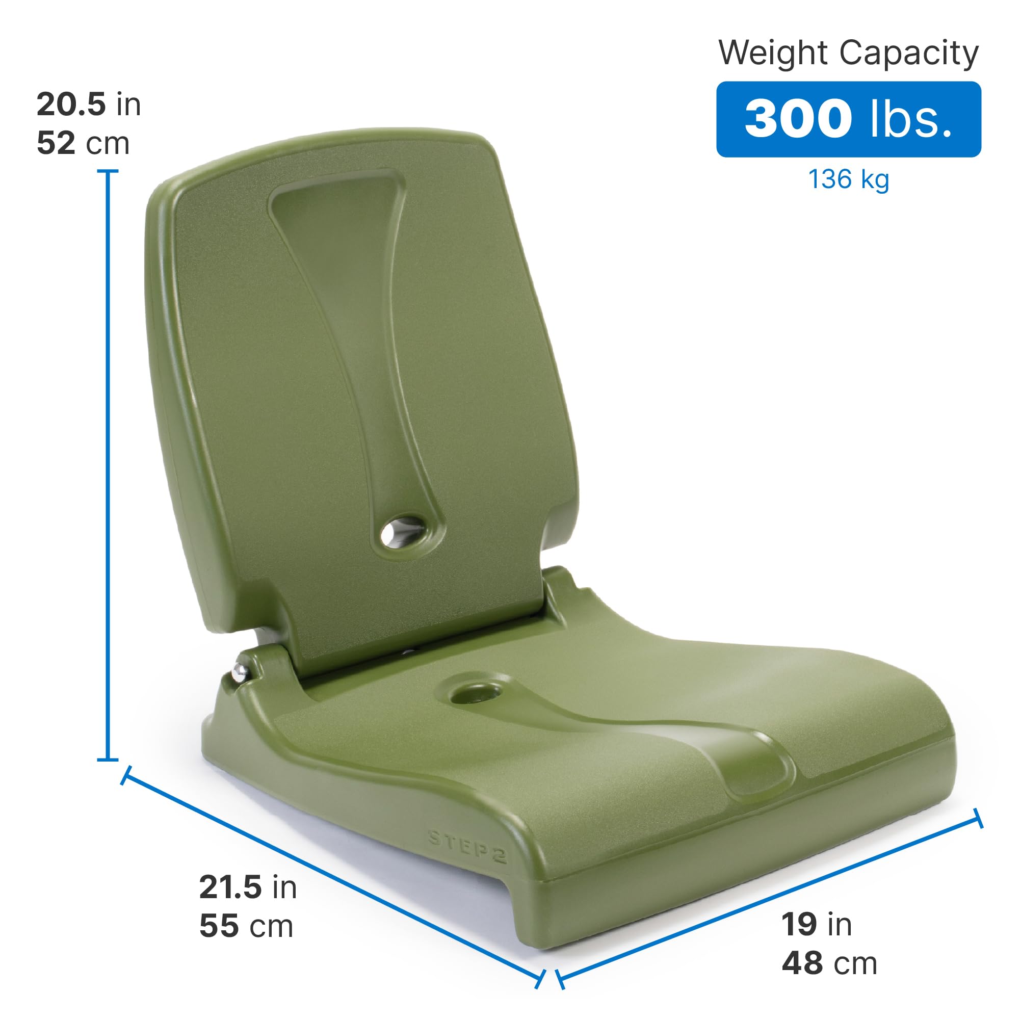 Step2 Kids Shell Flip Seat 2 Pack, Portable Outdoor Chair for Poolside, Camping, Beach, Stadium, Providing Back Support, Made of UV20 Durable Plastic, Mint