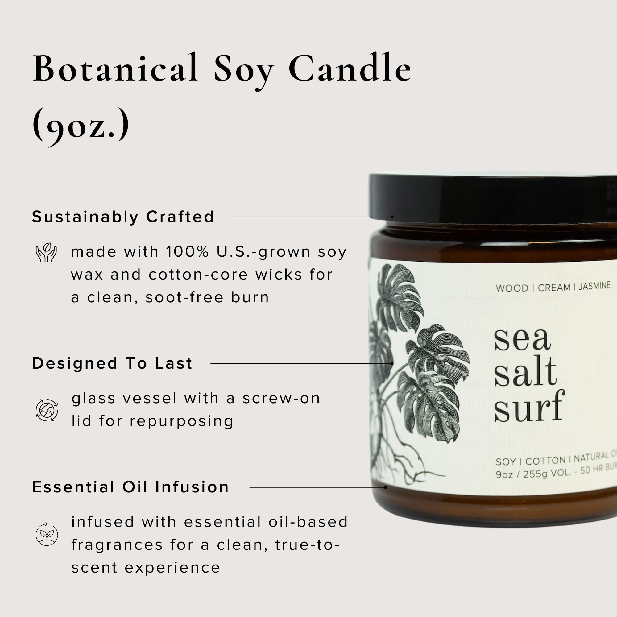 Broken Top Saguaro Cactus Pure Soy Candle | 9 oz. | Agave, Aloe & Moss. 50-Hour Burn Time. Natural Cotton Wick, Vegan, No Parabens, No Phthalates