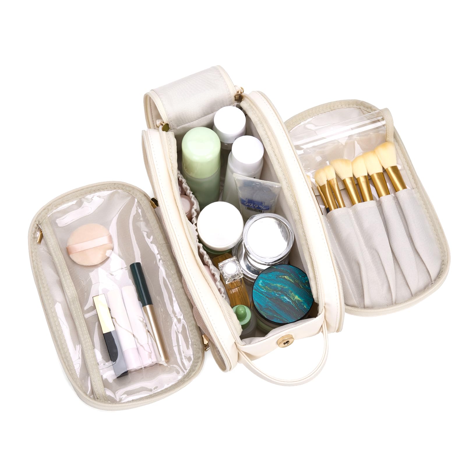 Montana West X Wrangler Large Makeup Bag Travel Toiletry Bag Portable Cosmetic Bag Make Up Organizer with Divider and Handle for Women