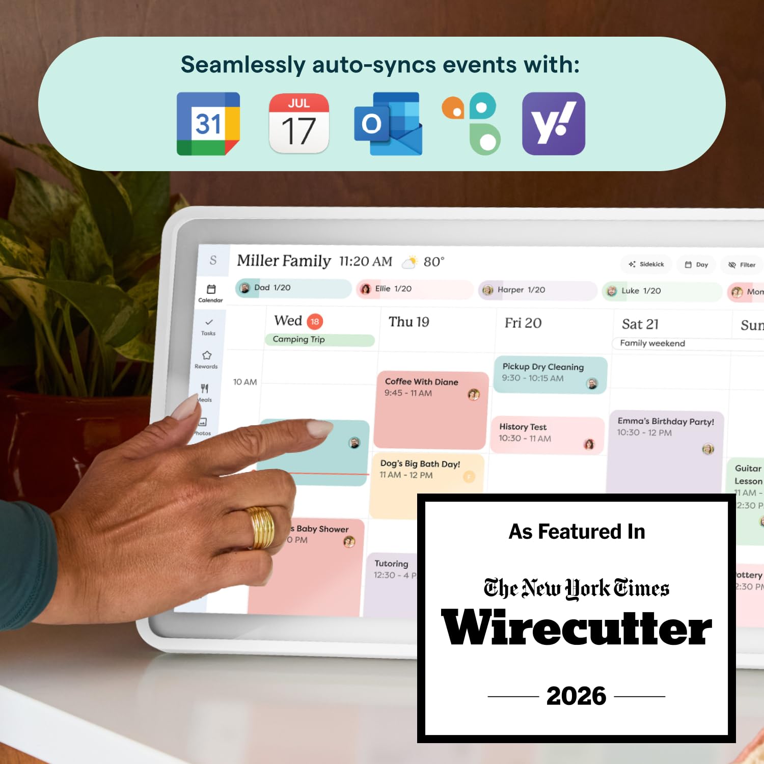 Skylight Calendar: 15-inch Wall Planner Digital Calendar & Chore Chart, Smart Touchscreen Interactive Display for Family Schedules – Wall Mount Included, Great for Organizing Your 2026 Calendar