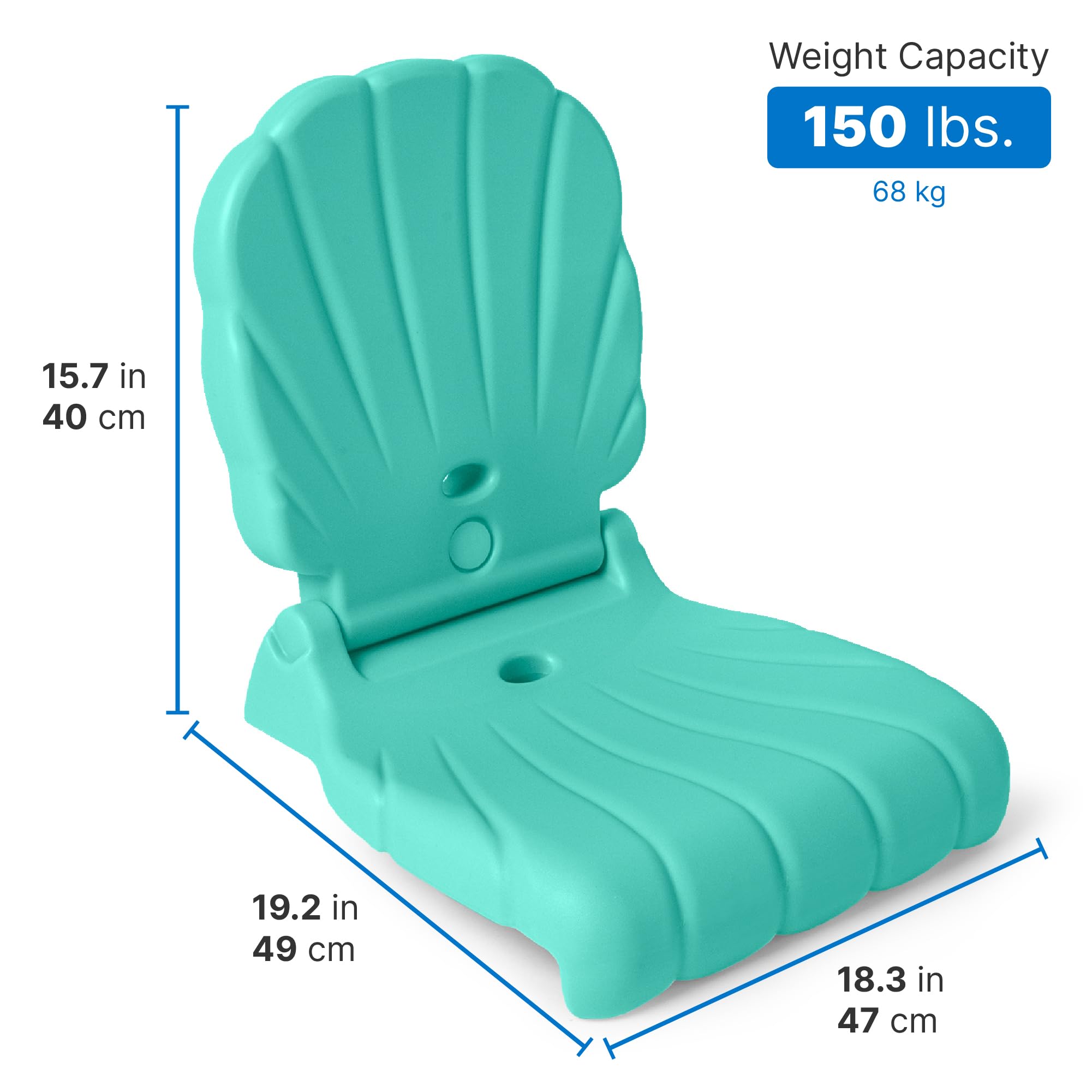 Step2 Kids Shell Flip Seat 2 Pack, Portable Outdoor Chair for Poolside, Camping, Beach, Stadium, Providing Back Support, Made of UV20 Durable Plastic, Mint