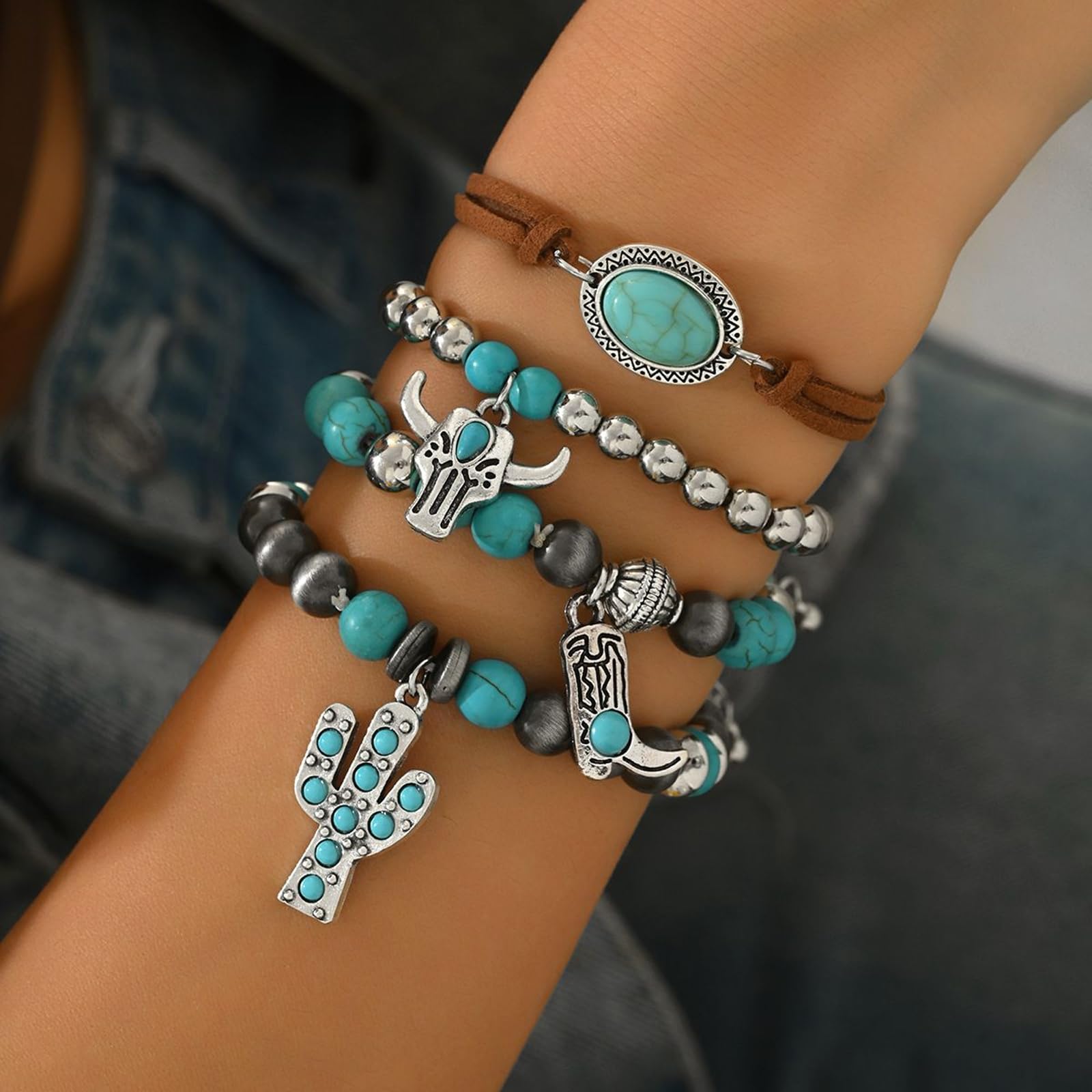 Navajo Pearls Jewelry Turquoise Western Bracelets Boho Native Jewelry Beaded Bracelet Stack for Summer Clothes Country Concert Outfits