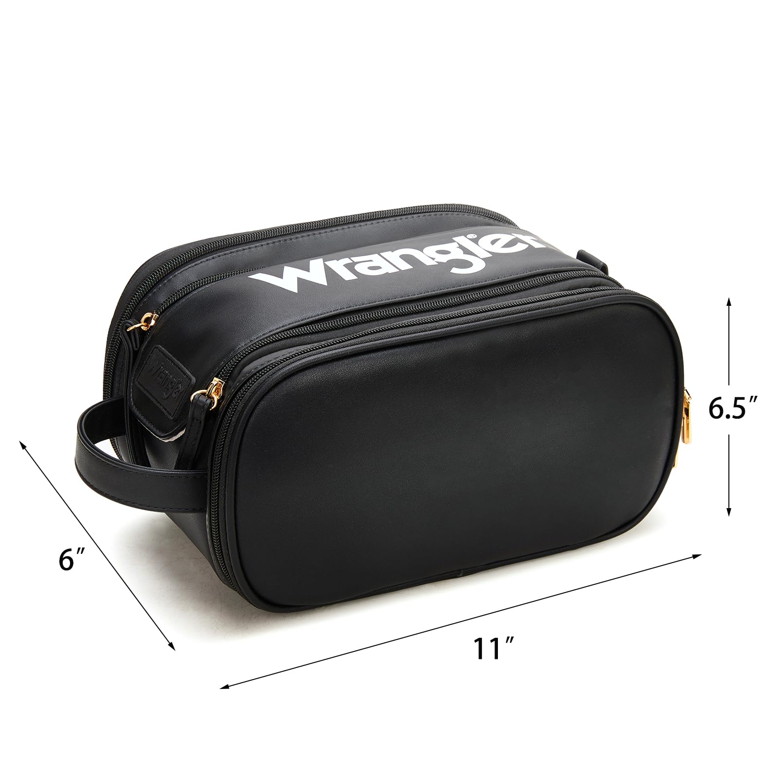 Montana West X Wrangler Large Makeup Bag Travel Toiletry Bag Portable Cosmetic Bag Make Up Organizer with Divider and Handle for Women