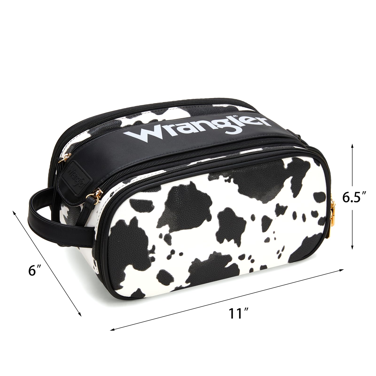 Montana West X Wrangler Large Makeup Bag Travel Toiletry Bag Portable Cosmetic Bag Make Up Organizer with Divider and Handle for Women