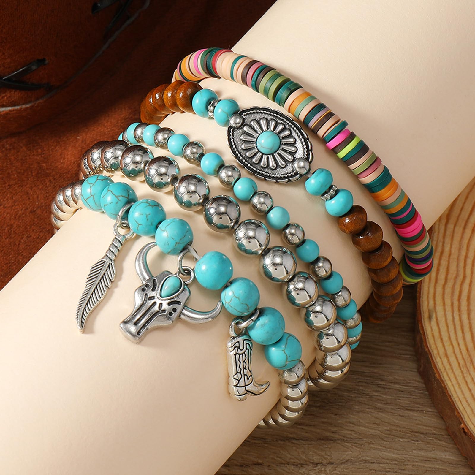 Navajo Pearls Jewelry Turquoise Western Bracelets Boho Native Jewelry Beaded Bracelet Stack for Summer Clothes Country Concert Outfits