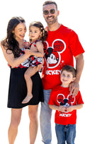 Disney Mickey and Friends Family Matching Outfits Sleeveless Dress and Short Sleeve Shirts for Mommy and Me