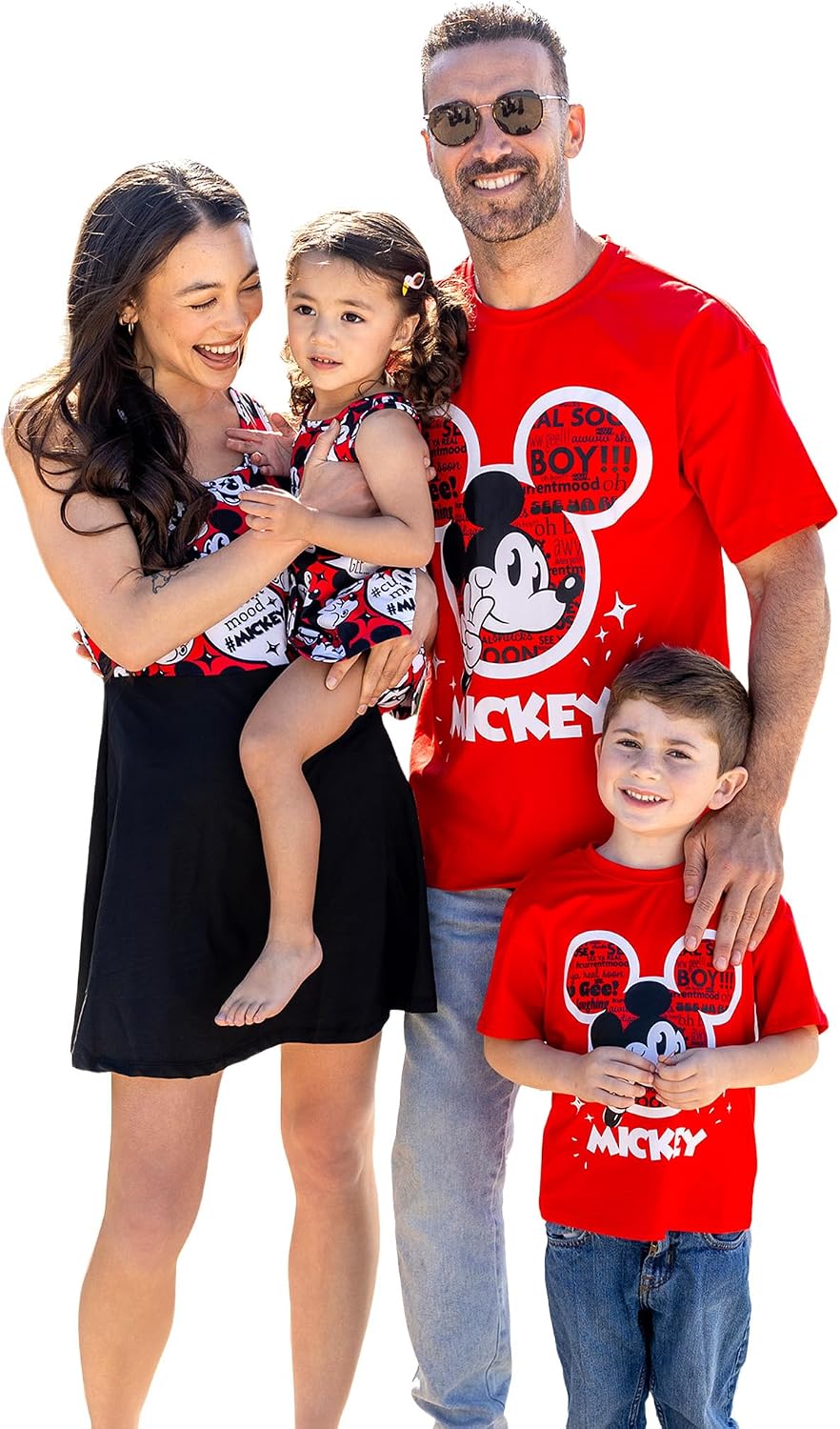 Disney Mickey and Friends Family Matching Outfits Sleeveless Dress and Short Sleeve Shirts for Mommy and Me