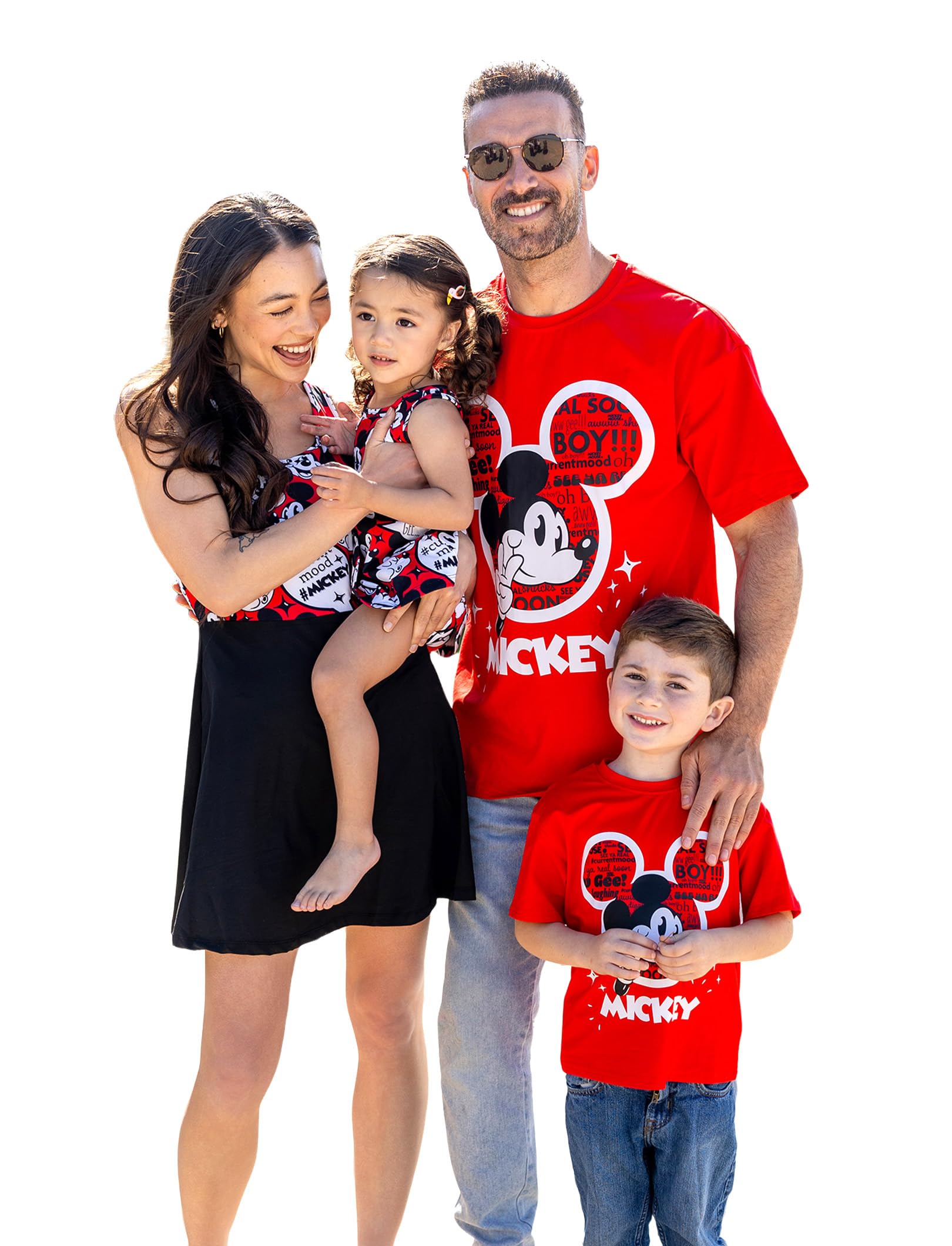 Disney Mickey and Friends Family Matching Outfits Sleeveless Dress and Short Sleeve Shirts for Mommy and Me