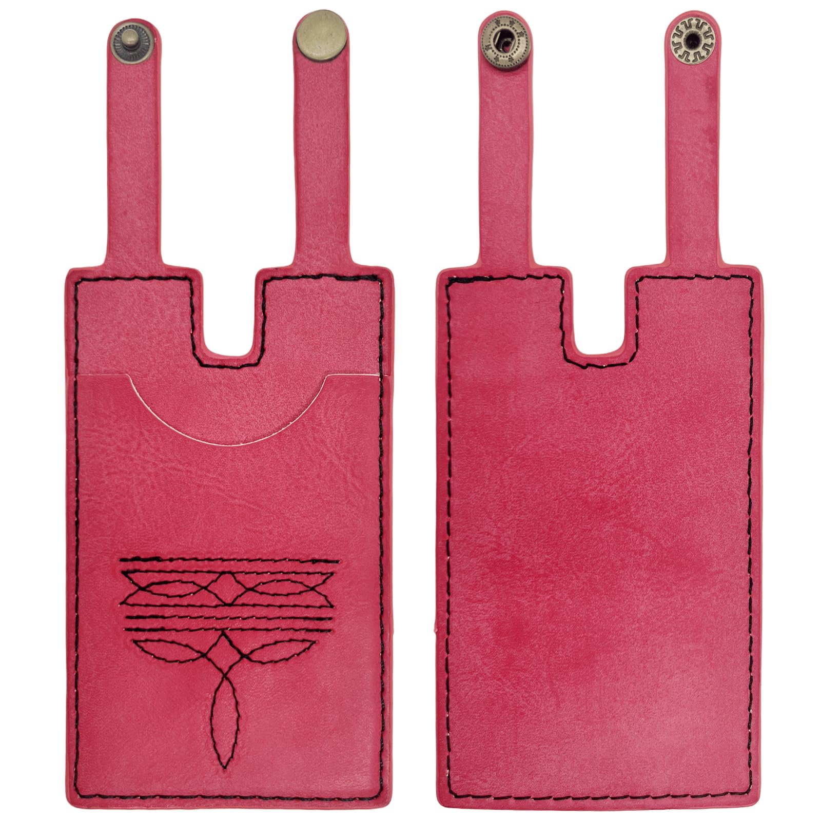Boot Wallet for Women,Western Boot Wallet with Snap Strap,Leather Boot Wallet, Credit Card Holder(Pink)