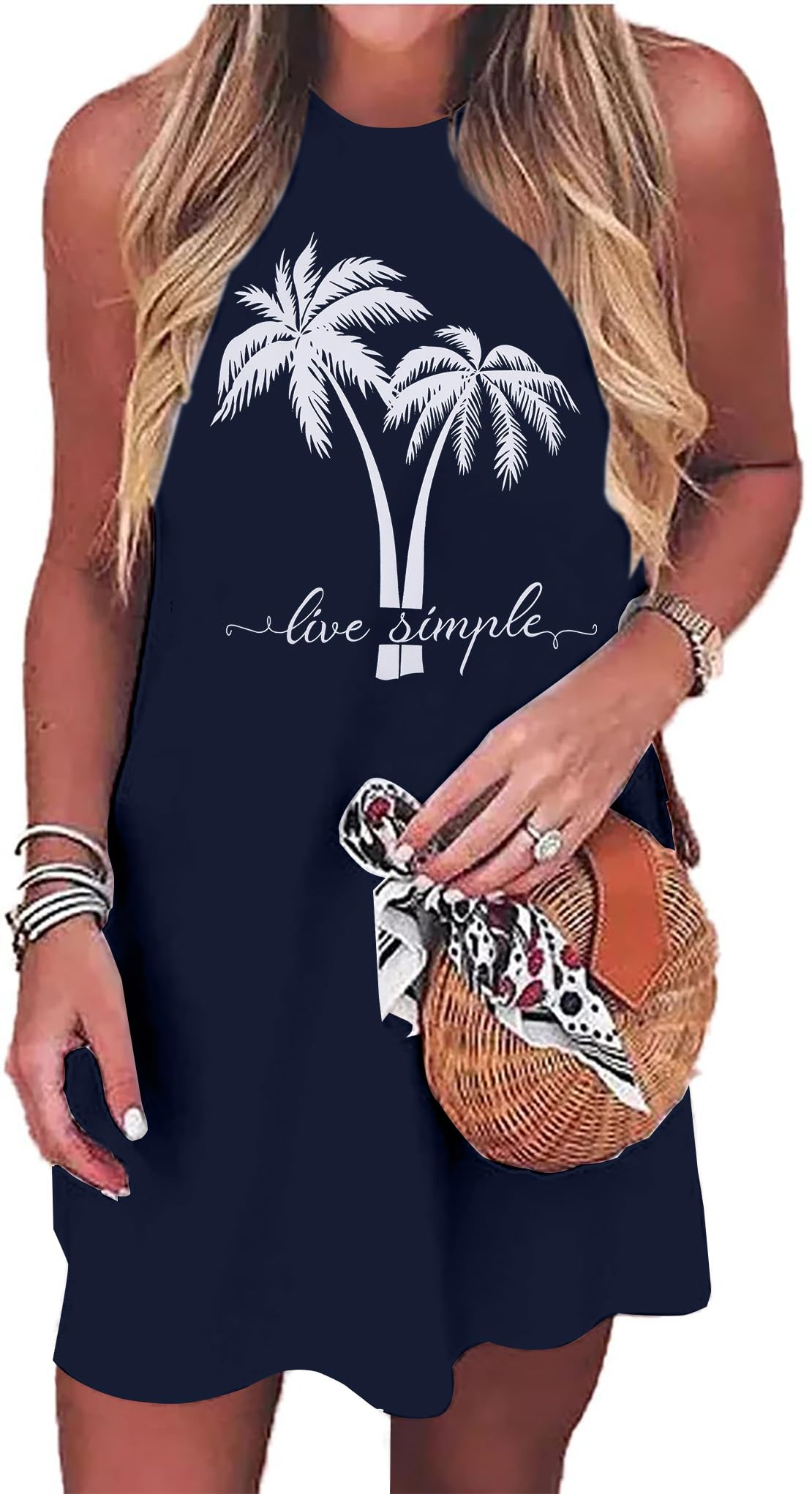 Summer Sundress for Women Beach Tank Dress Sleeveless Graphic T Dress Short Casual Sun Dresses Beach Cover Up