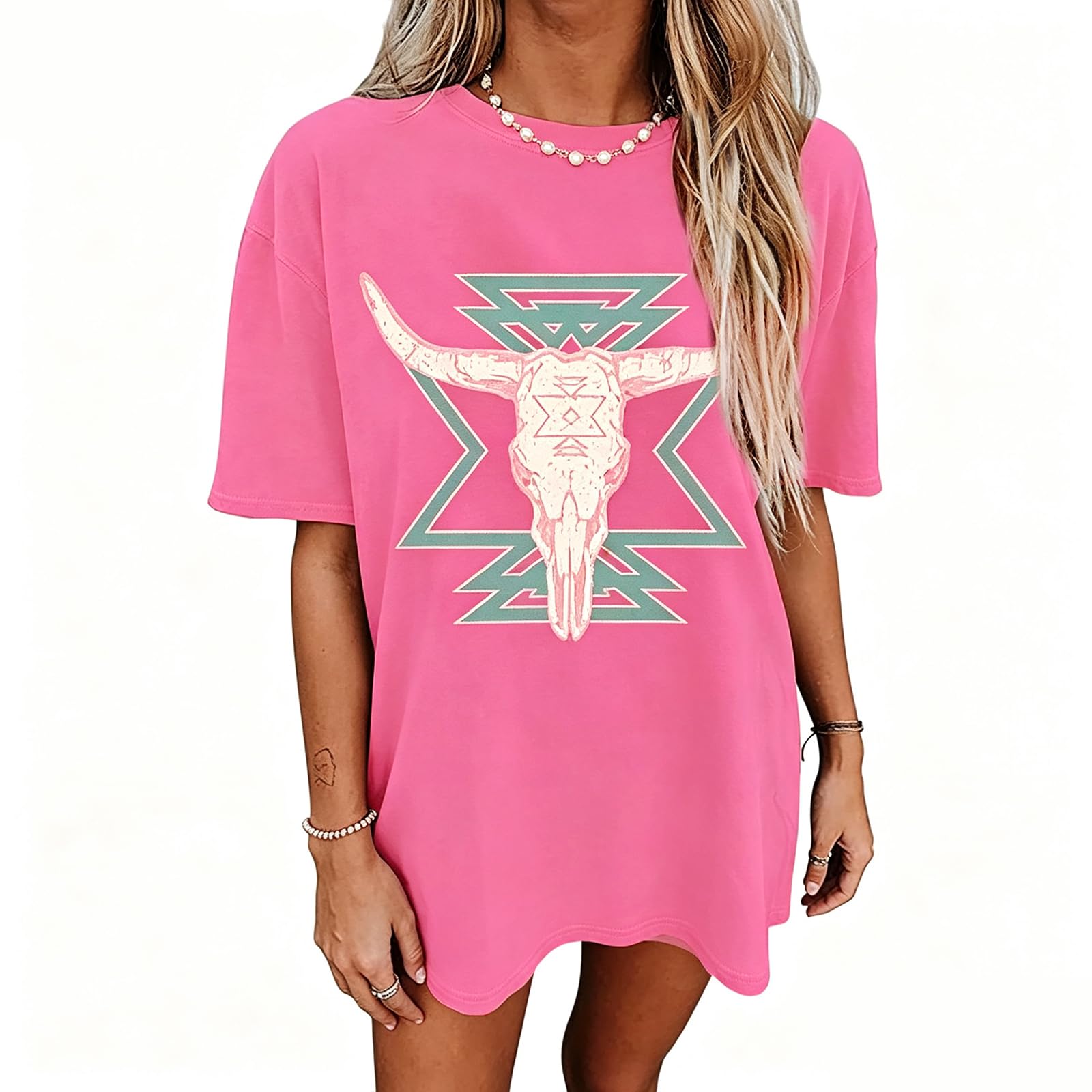 Women's Western Cowboy Shirts Vintage Rodeo Graphic Oversized Tops Cowgirl T-Shirt Rodeo Shirts for Women