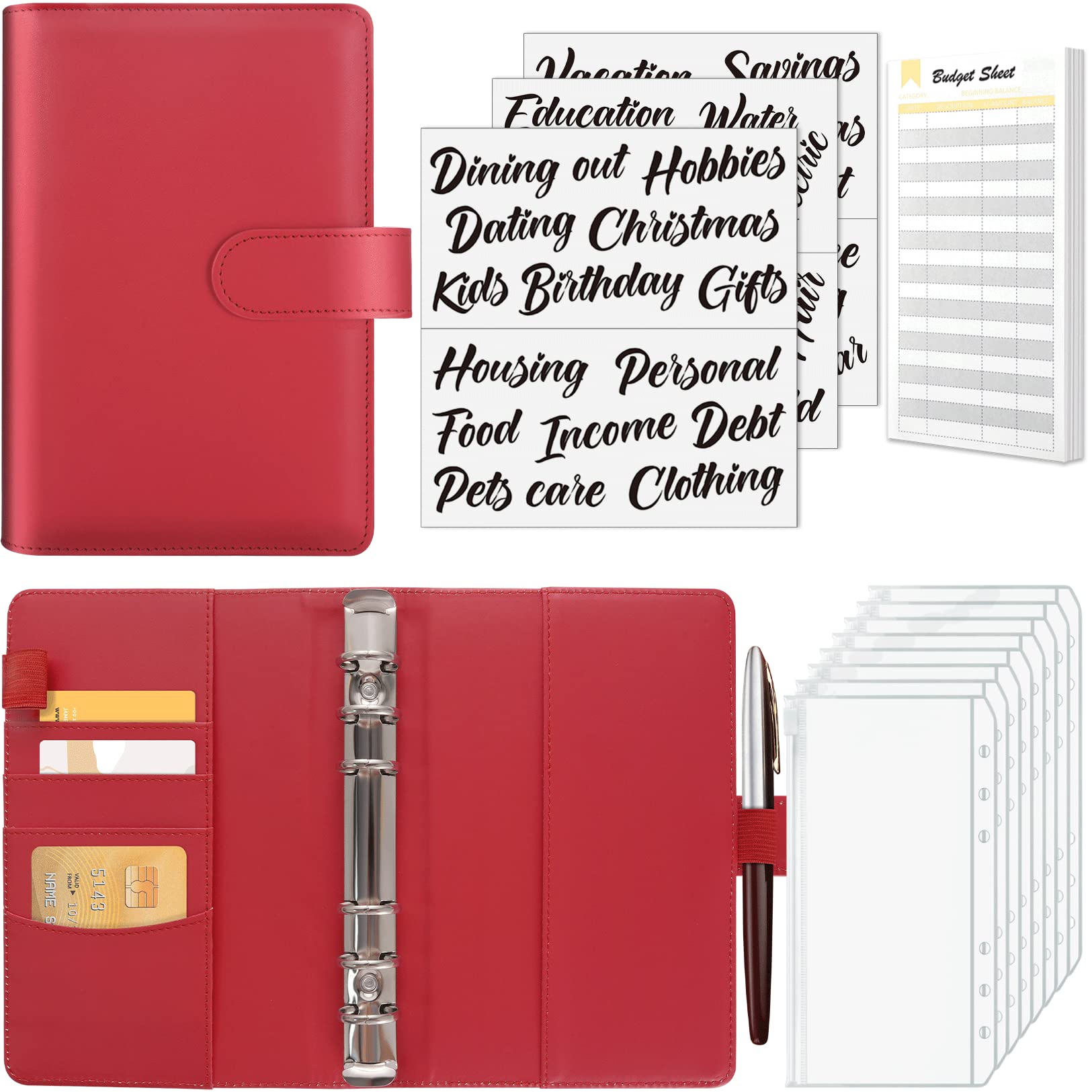 Sooez Budget Binder with Money Saving Challenge, Money Saving Binder with Cash Envelopes, Expense Sheets, Challenge Tracker & Category Labels, Envelope Savings Challenges Book for Home Office School