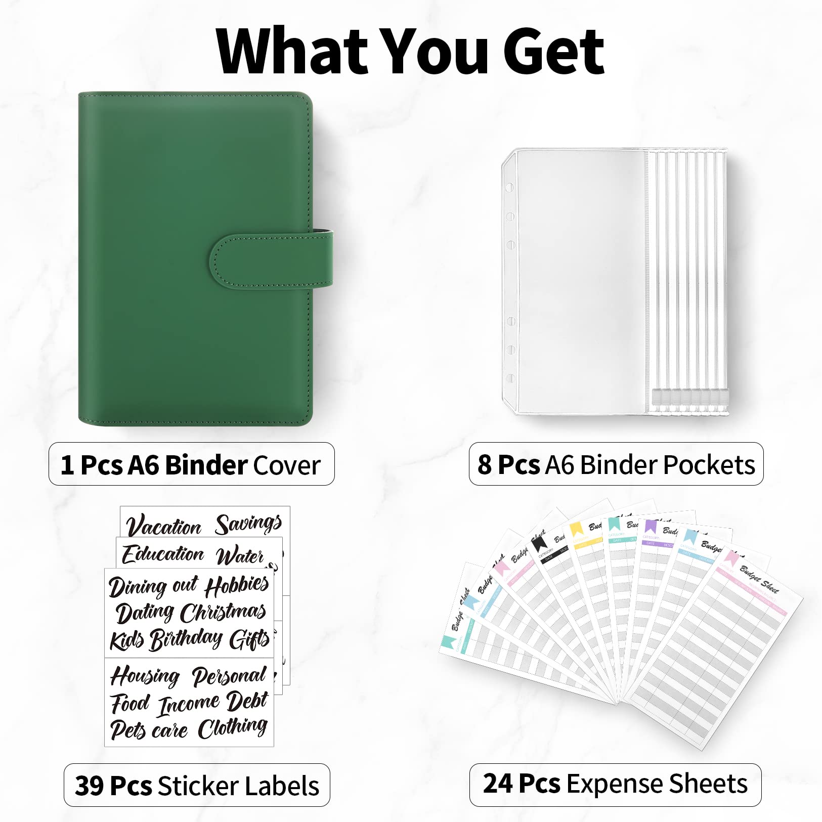 Sooez Budget Binder with Money Saving Challenge, Money Saving Binder with Cash Envelopes, Expense Sheets, Challenge Tracker & Category Labels, Envelope Savings Challenges Book for Home Office School