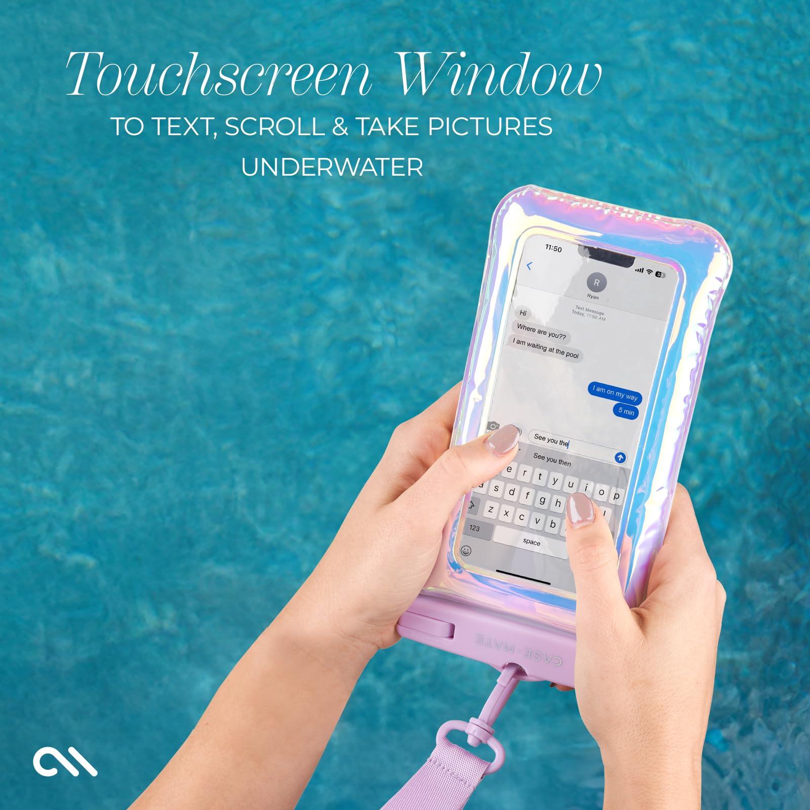 Case-Mate IP68 Waterproof Phone Pouch - Floating Waterproof Phone Case w/Crossbody Lanyard - Beach Cruise Ship Travel Essentials - Compatible with All Devices - Touchscreen Friendly - Purple Paradise