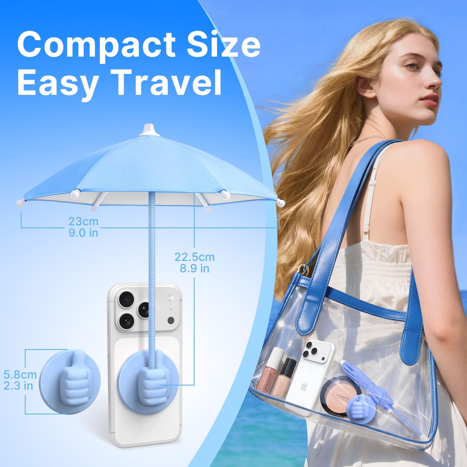 Phone Umbrella for Sun Shade Magnetic: Universal Anti-Glare Umbrella for iPhone UPF45+ Heat UV Protection Thumbs Up Women Teen Girl Gifts Trendy Stuff Pool Travel Beach Accessories Vacation Essentials