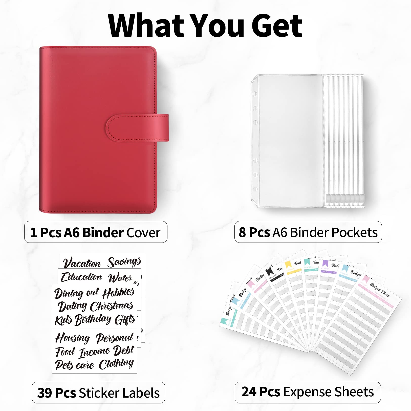 Sooez Budget Binder with Money Saving Challenge, Money Saving Binder with Cash Envelopes, Expense Sheets, Challenge Tracker & Category Labels, Envelope Savings Challenges Book for Home Office School