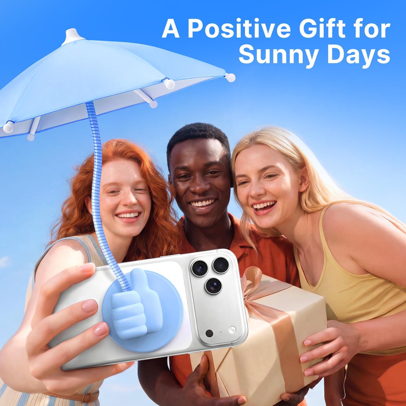 Phone Umbrella for Sun Shade Magnetic: Universal Anti-Glare Umbrella for iPhone UPF45+ Heat UV Protection Thumbs Up Women Teen Girl Gifts Trendy Stuff Pool Travel Beach Accessories Vacation Essentials