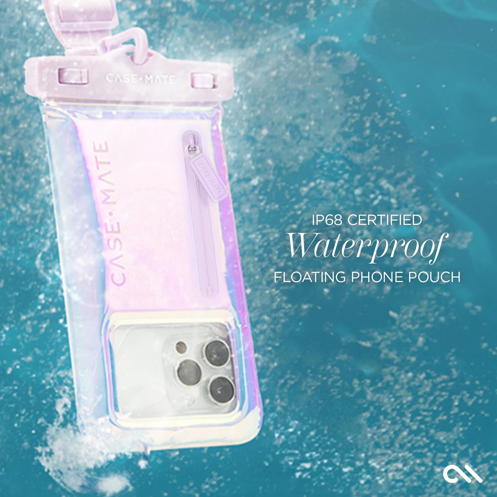 Case-Mate IP68 Waterproof Phone Pouch - Floating Waterproof Phone Case w/Crossbody Lanyard - Beach Cruise Ship Travel Essentials - Compatible with All Devices - Touchscreen Friendly - Purple Paradise
