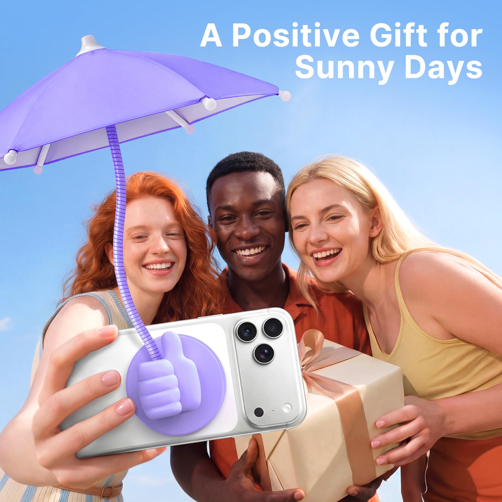 Phone Umbrella for Sun Shade Magnetic: Universal Anti-Glare Umbrella for iPhone UPF45+ Heat UV Protection Thumbs Up Women Teen Girl Gifts Trendy Stuff Pool Travel Beach Accessories Vacation Essentials